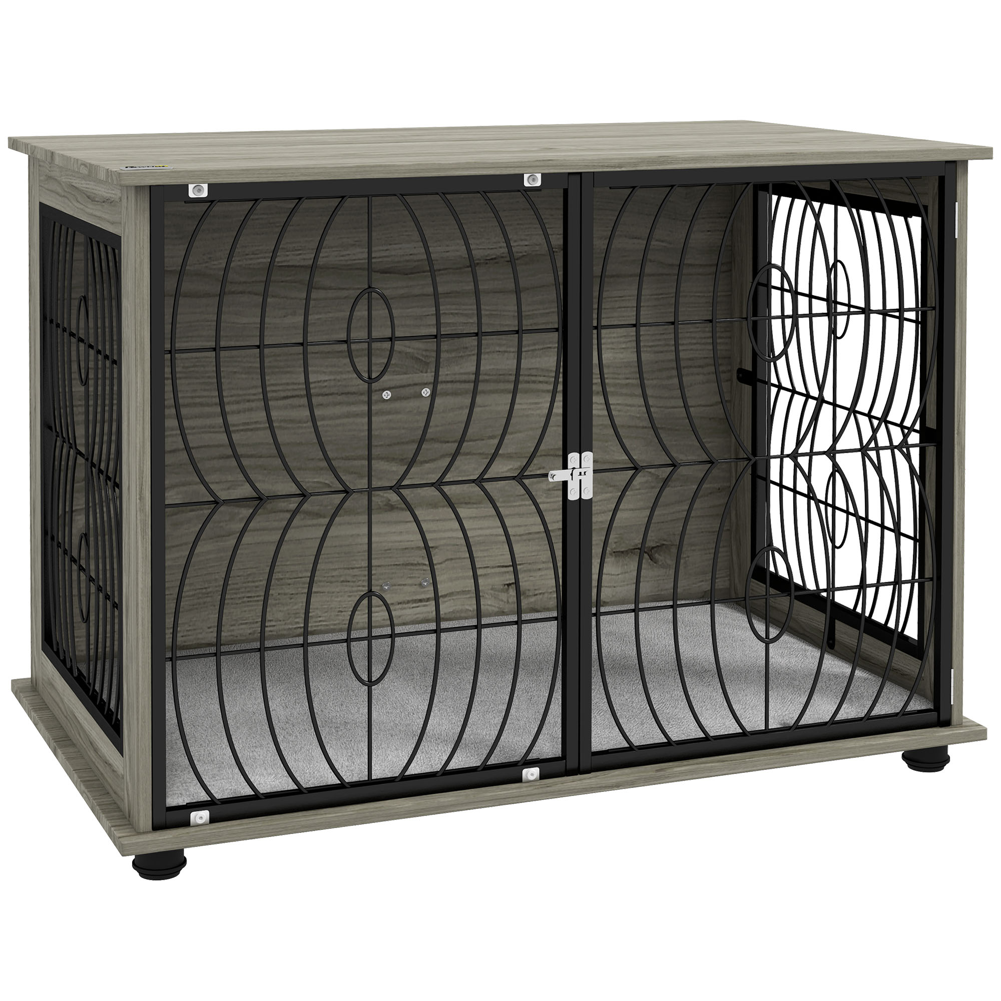100CM-Indoor Dog Cage Furniture Side Table With Washable Plush Pad And Lockable — image 4