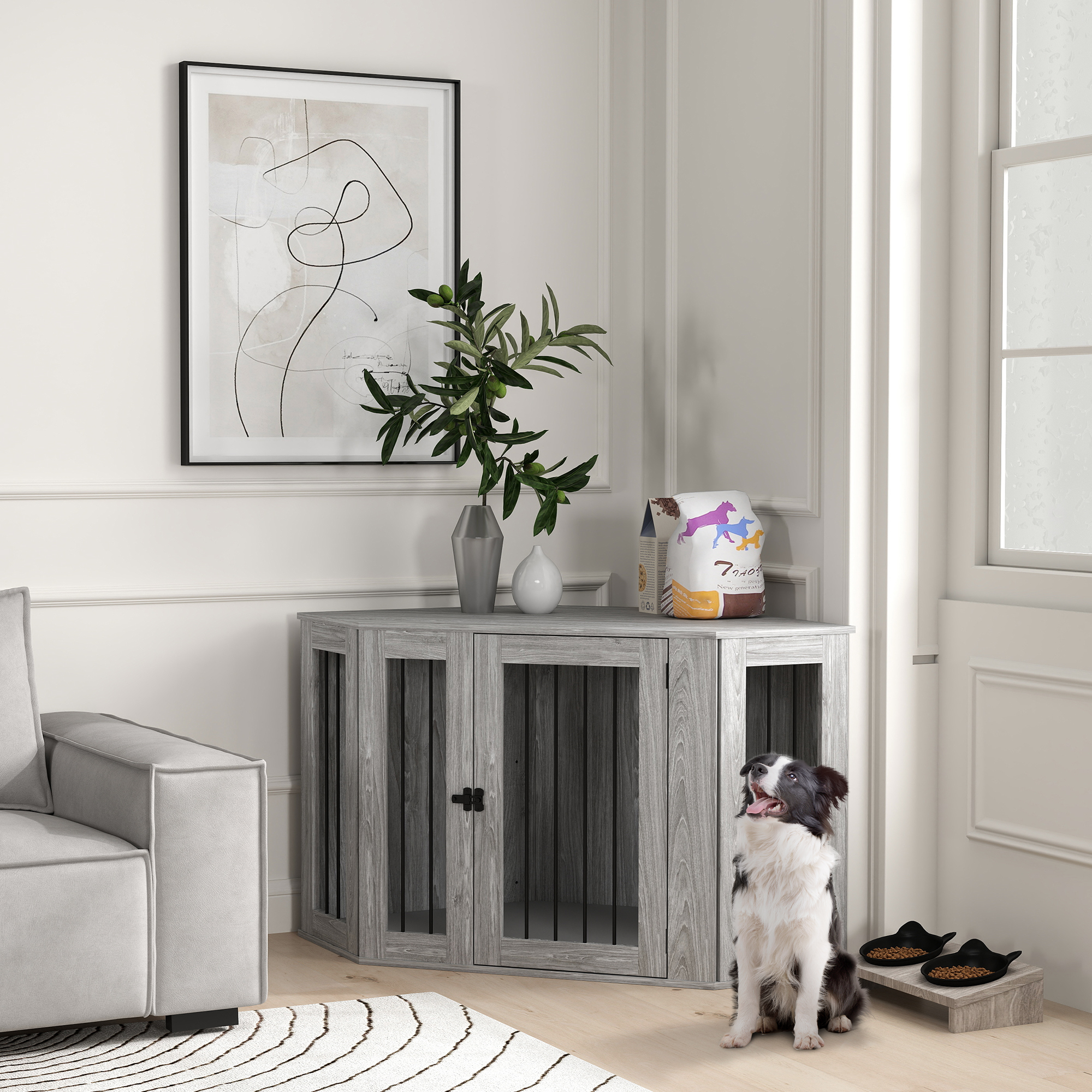 Dog Cage Furniture Side Table With Soft Cushion, 122 X 61 X 71 Cm detail photo 10