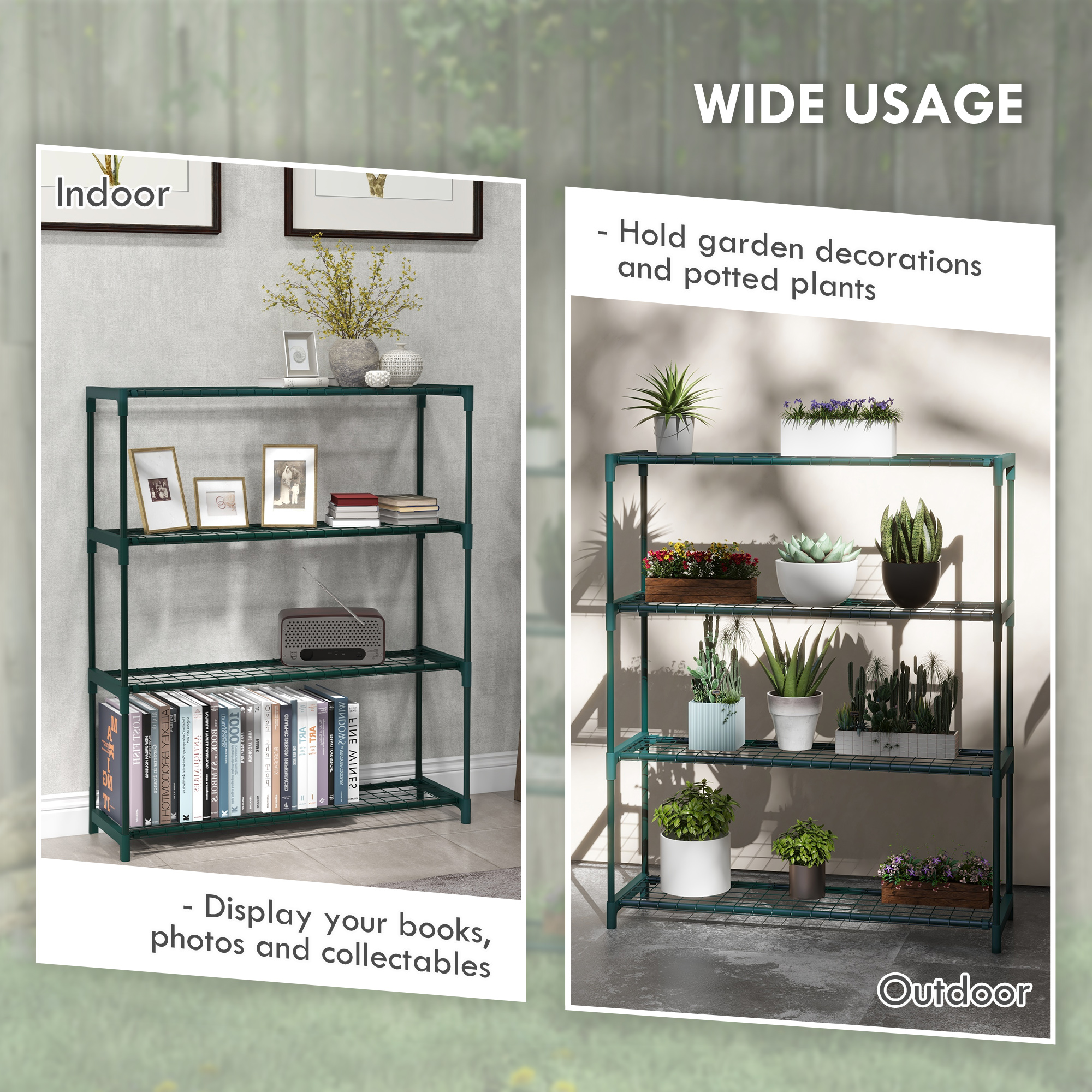 Four-Tier Steel Plant Shelf-Black — image 3