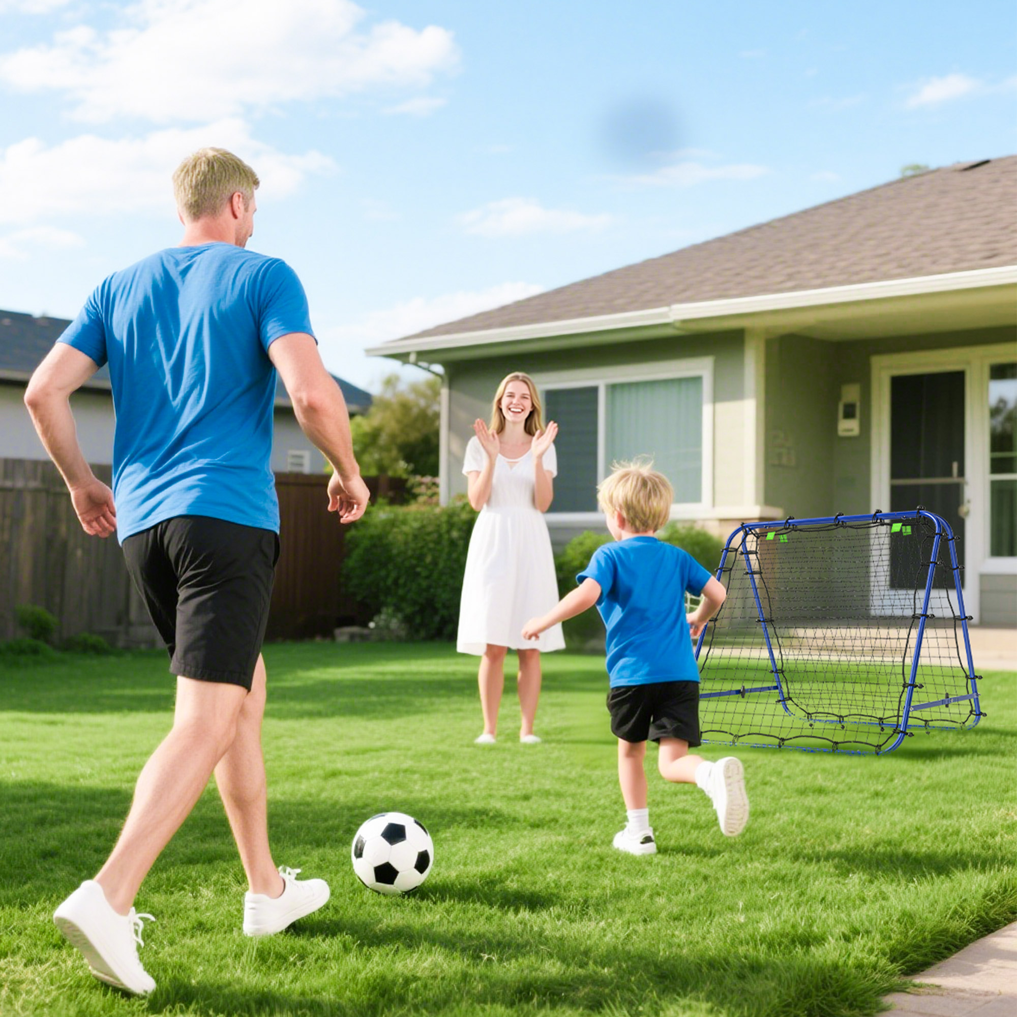 Double Sided Football Rebounder Net,Football Rebound Goal With Five Adjustable — image 4
