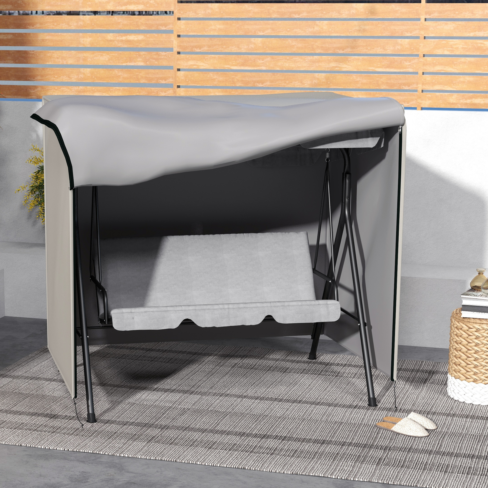 152 X 177cm Three-Seater Swing Chair Protective Cover Light Grey — image 5