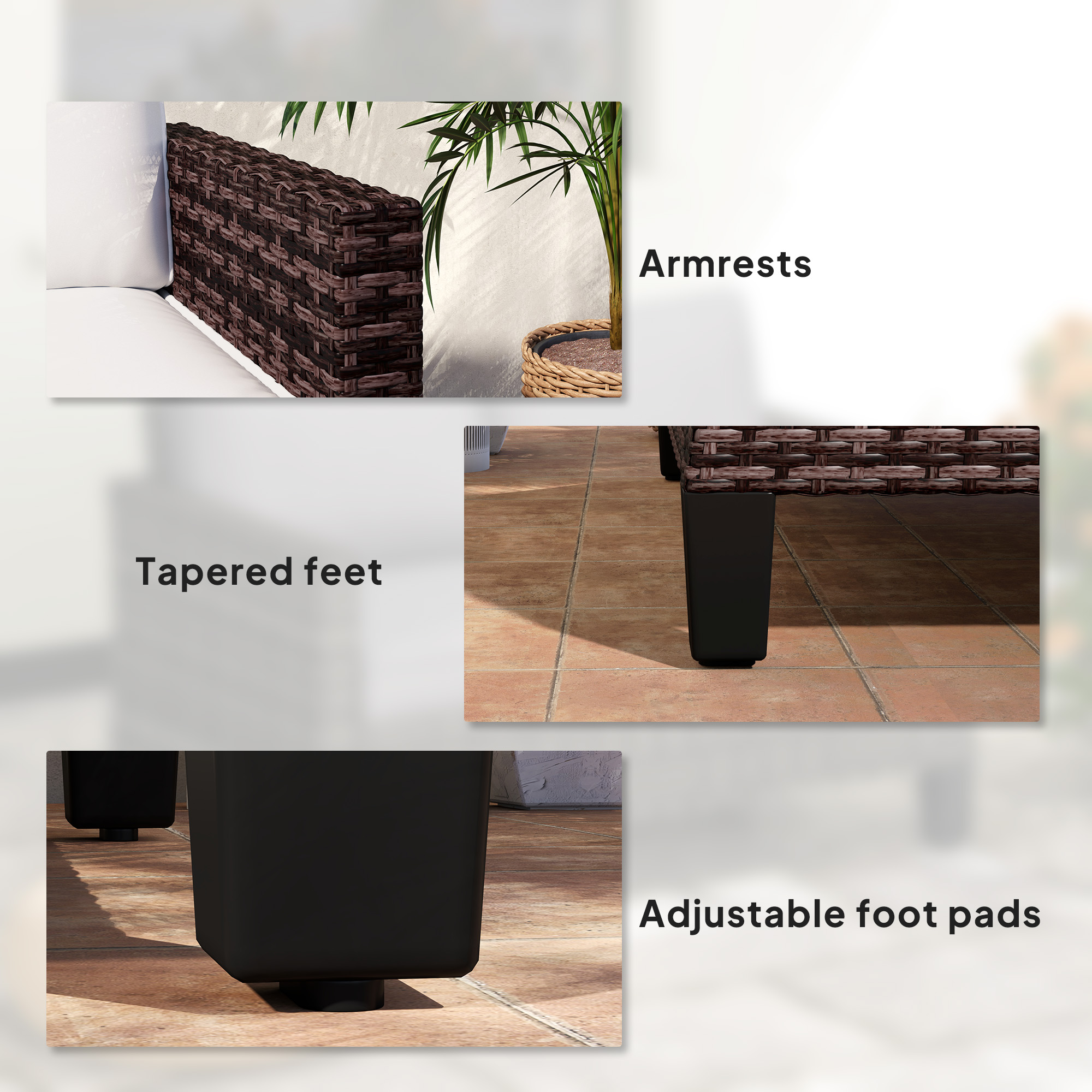 Double rattan outdoor sofa - brown