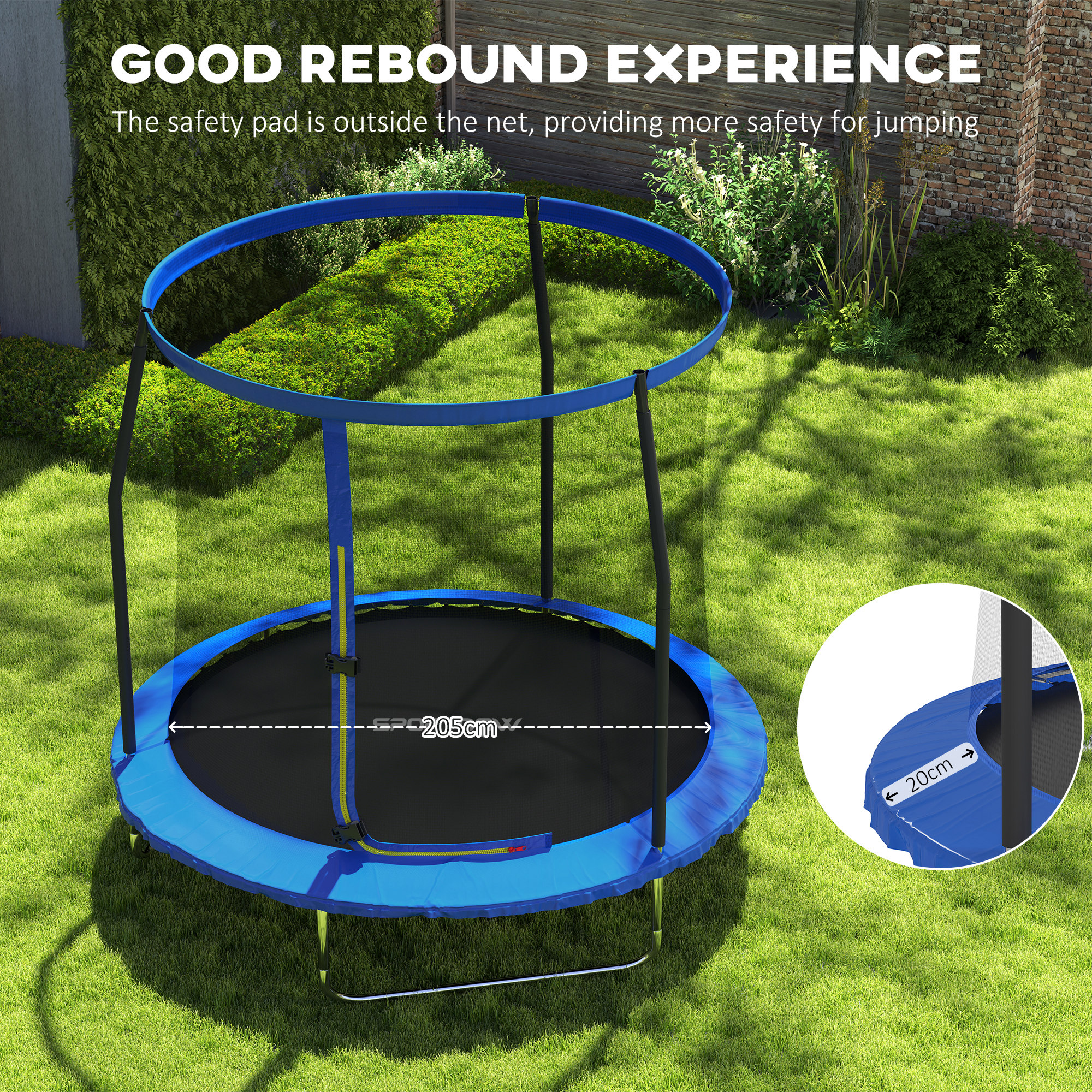 8ft Trampoline With Safety Enclosure Net,Steel Frame Outdoor Trampoline,with — image 2