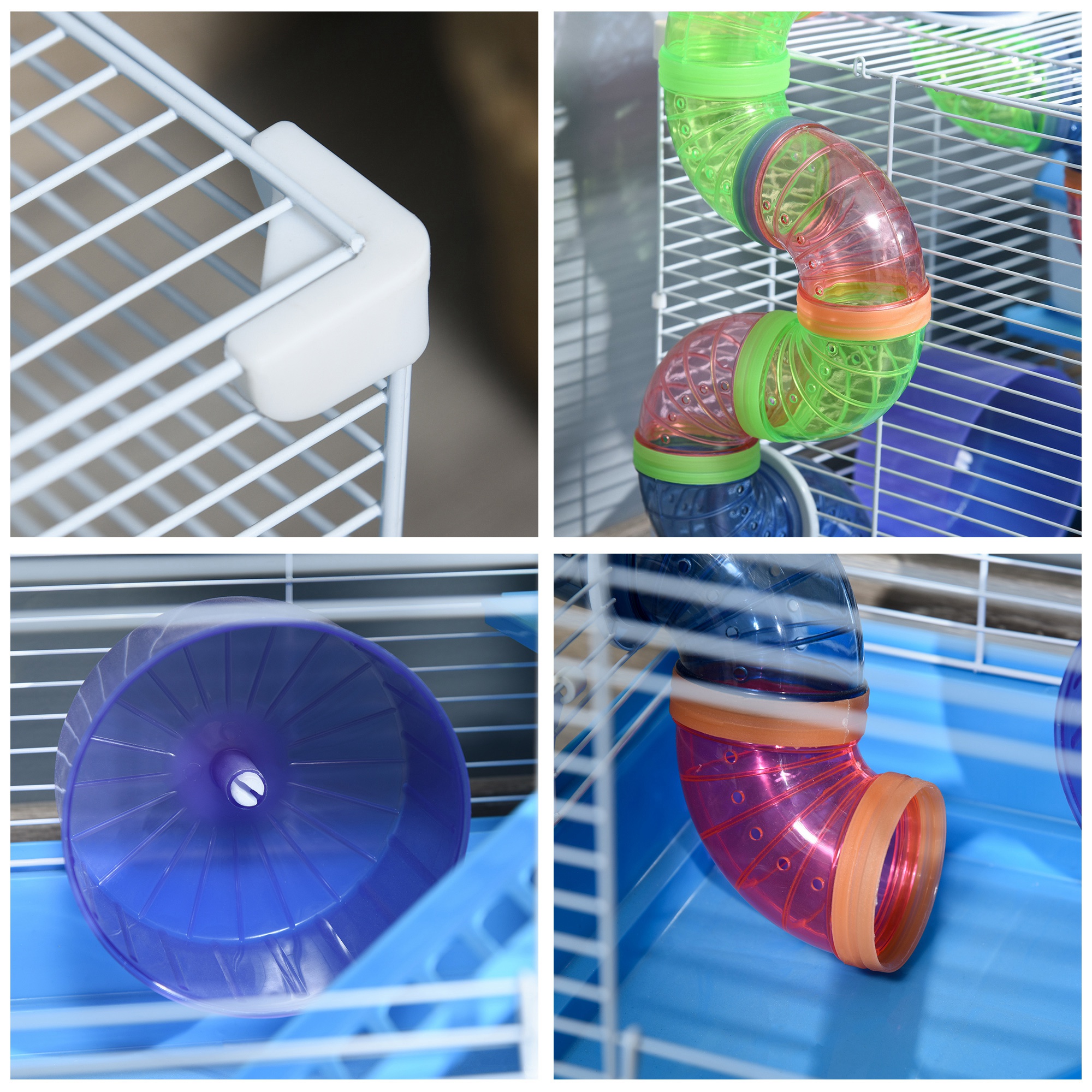 2 Tier Hamster Cage,Gerbil Cage With Handle,Exercise Wheels,Tunnel,Tube,Water — image 5