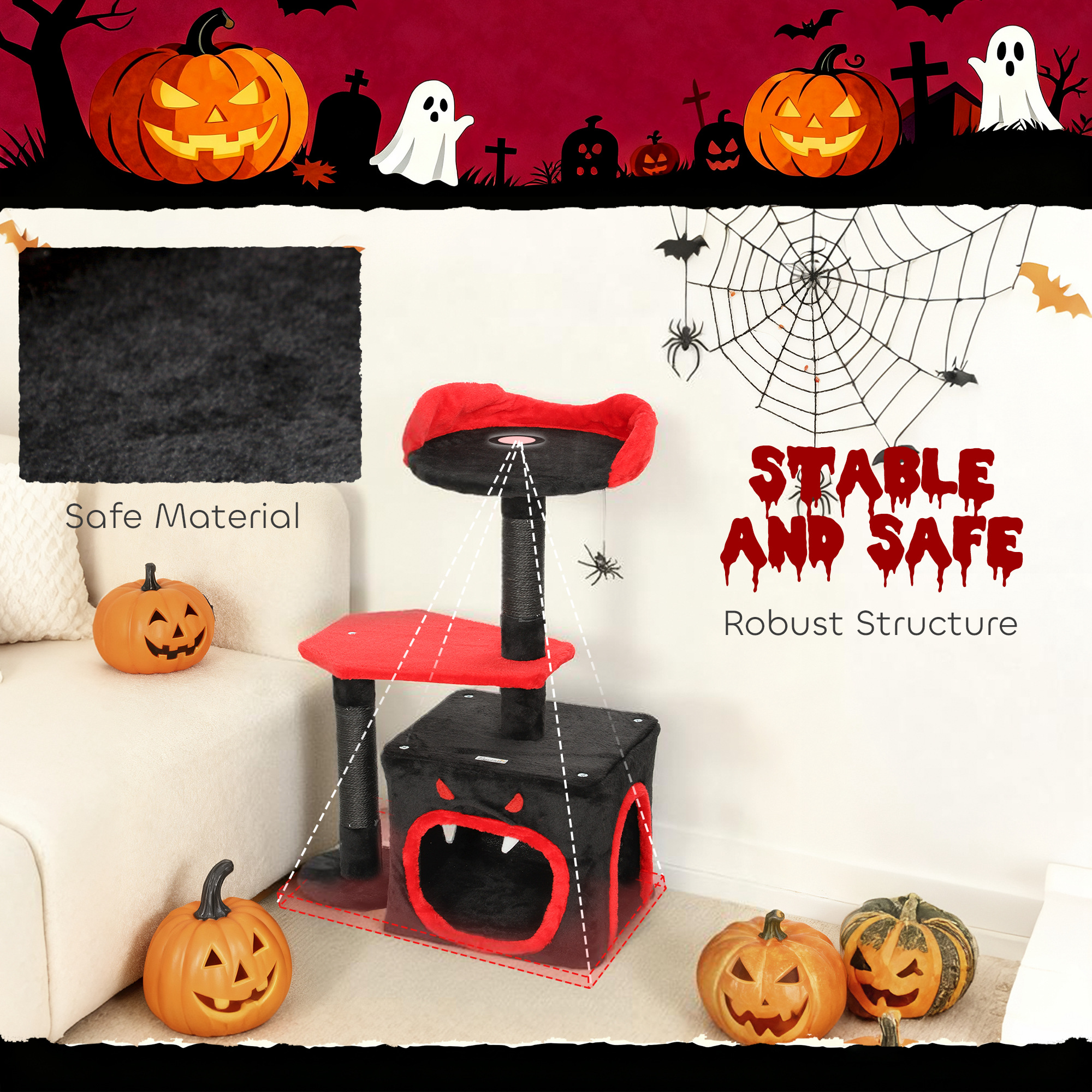Cat Tree,Gothic Tower With Scratching Posts,Cute Condo,Coffin Platform,Bed — image 2
