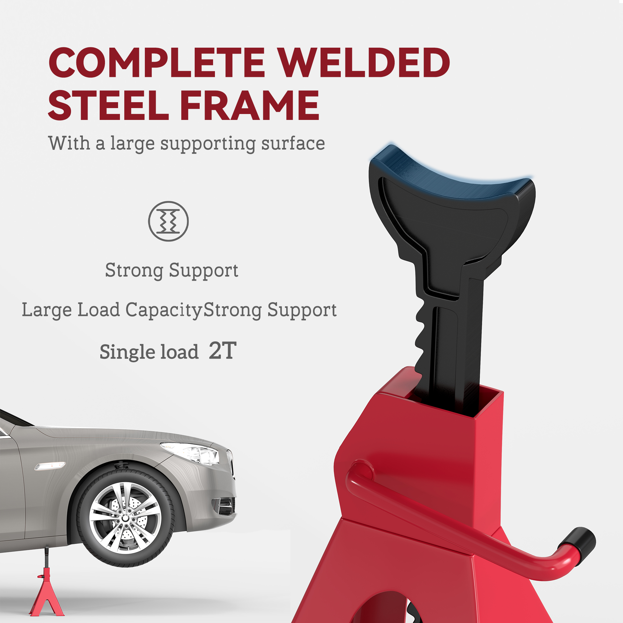 Axle Stands 2 Ton Car Jack Pack Of 2,28-42.5 Cm Height Adjustable Support — image 2