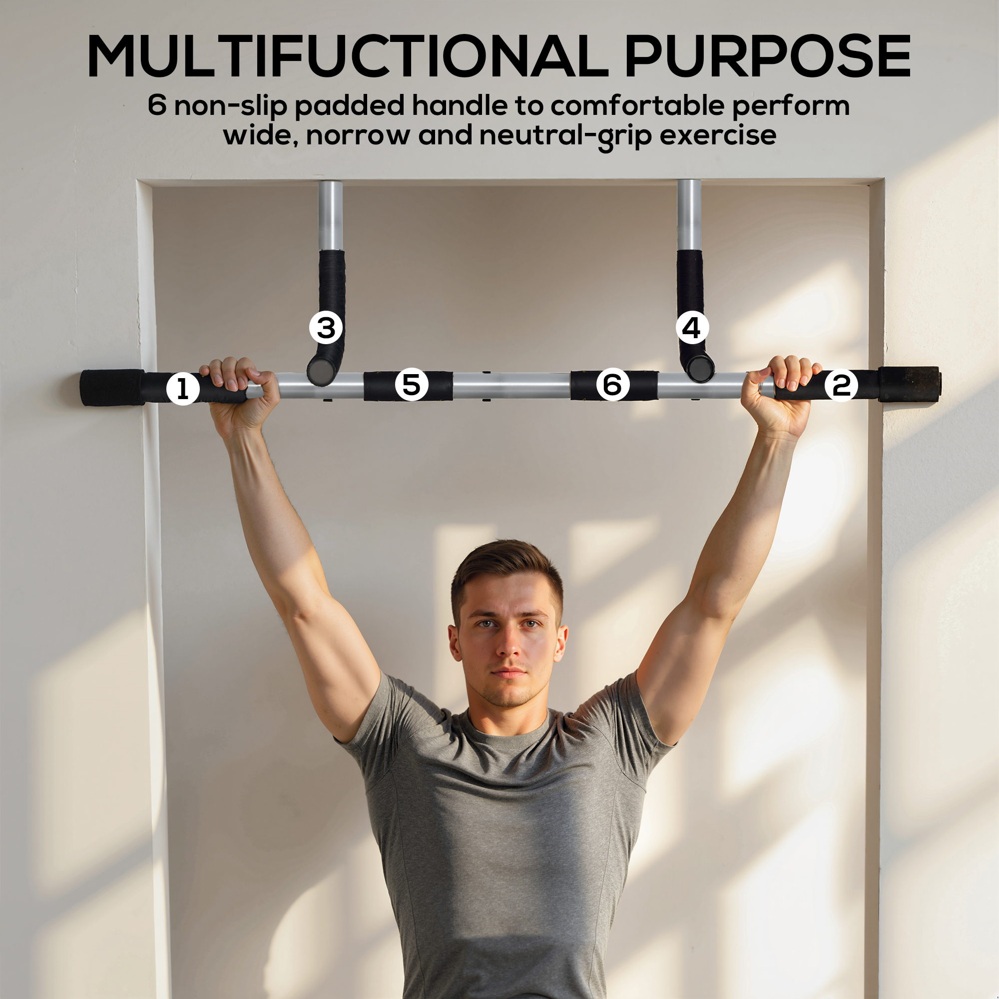 Doorway Pull Up Bar,Door Frame Chin Up Push Up Bar For Home Gym Upper Body