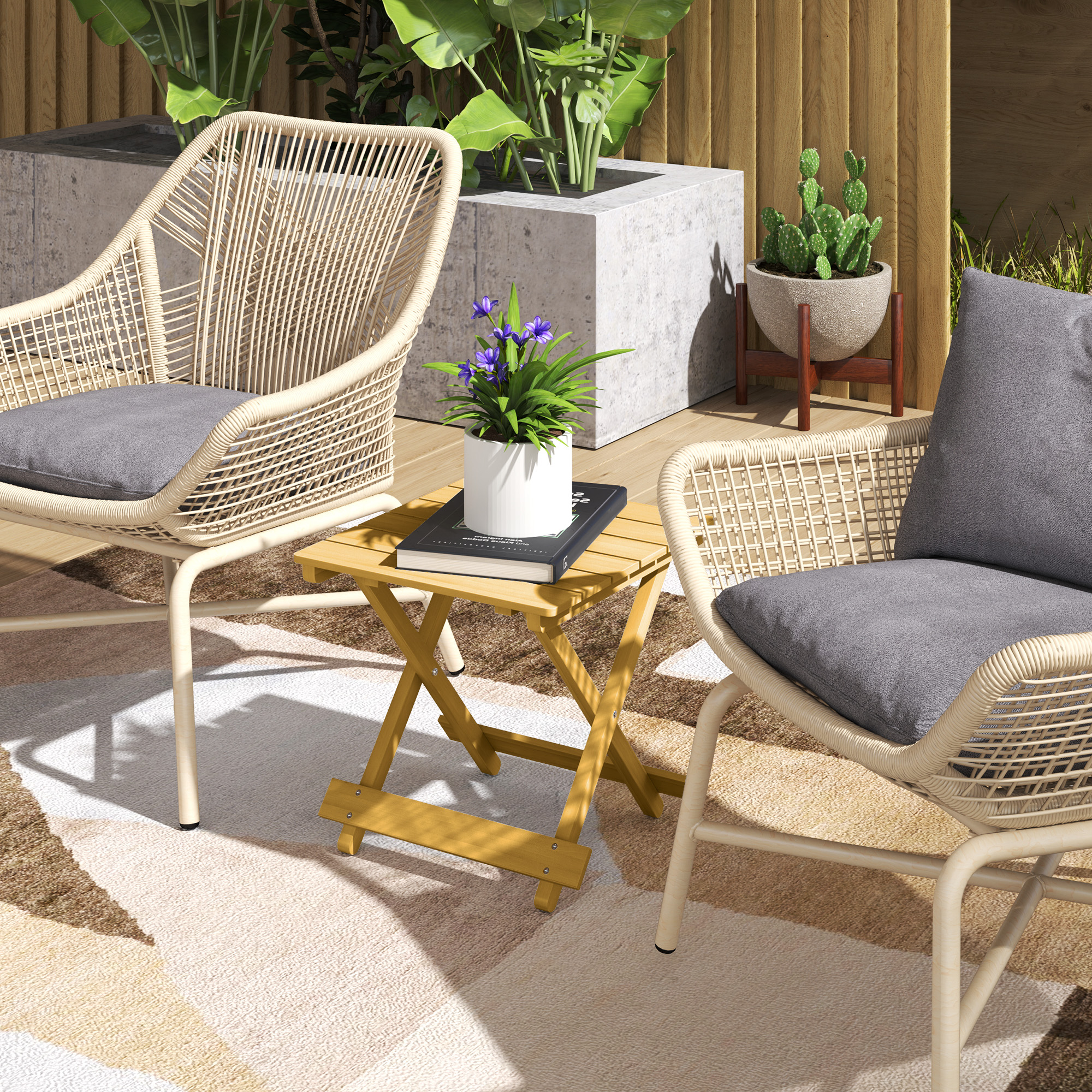 Wooden foldable outdoor coffee table