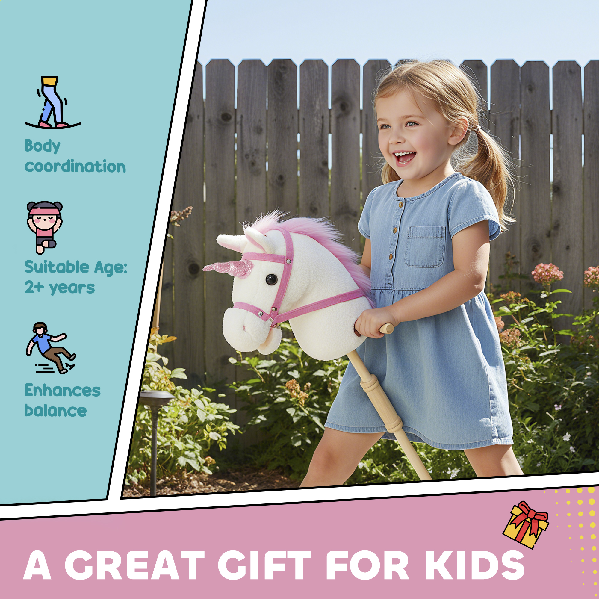 Unicorn Stick Horse With Wood Wheels,Real Pony Neighing And Galloping — image 4
