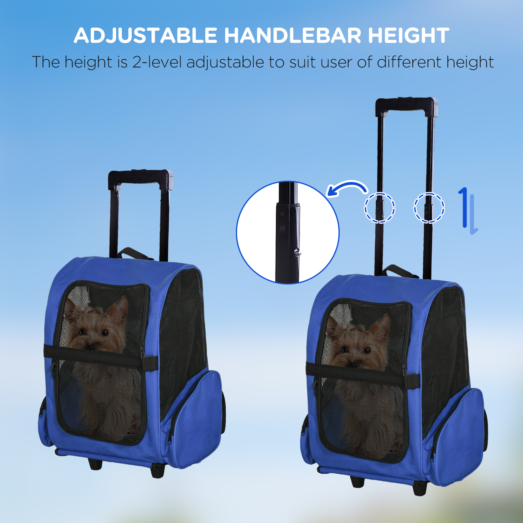Pet Travel Backpack Bag Cat Puppy Dog Carrier W/ Trolley And Telescopic Handle — image 2