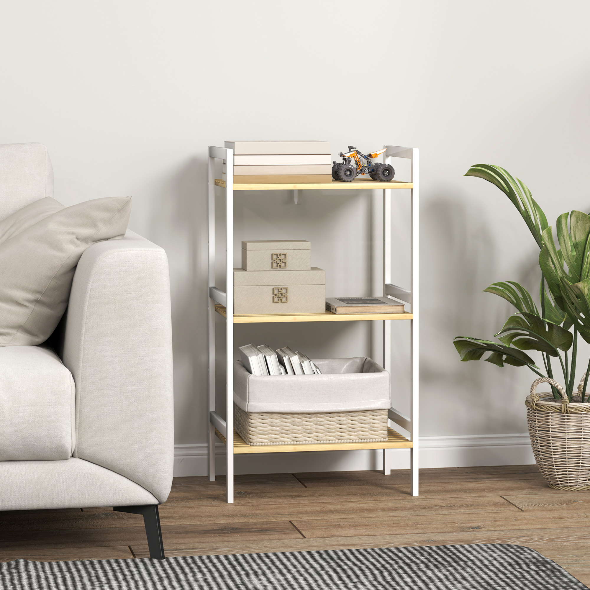 Three-Tier Bamboo Adjustable Shelf Storage Unit — image 3