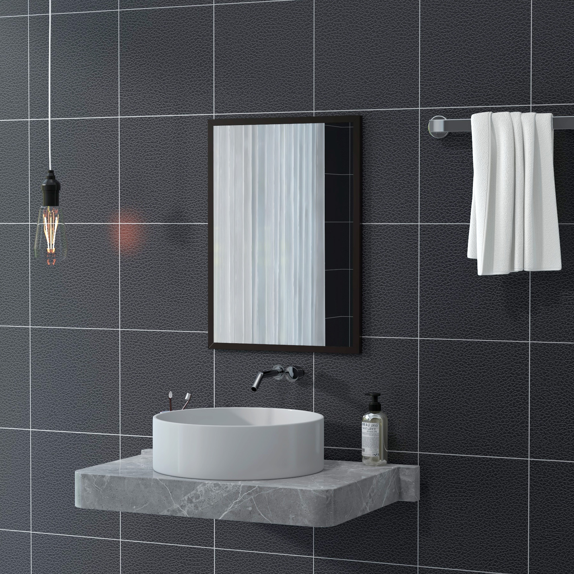 Wall Bathroom Mirror,70 X 50 Cm Wall-Mounted Mirror For Living — image 5