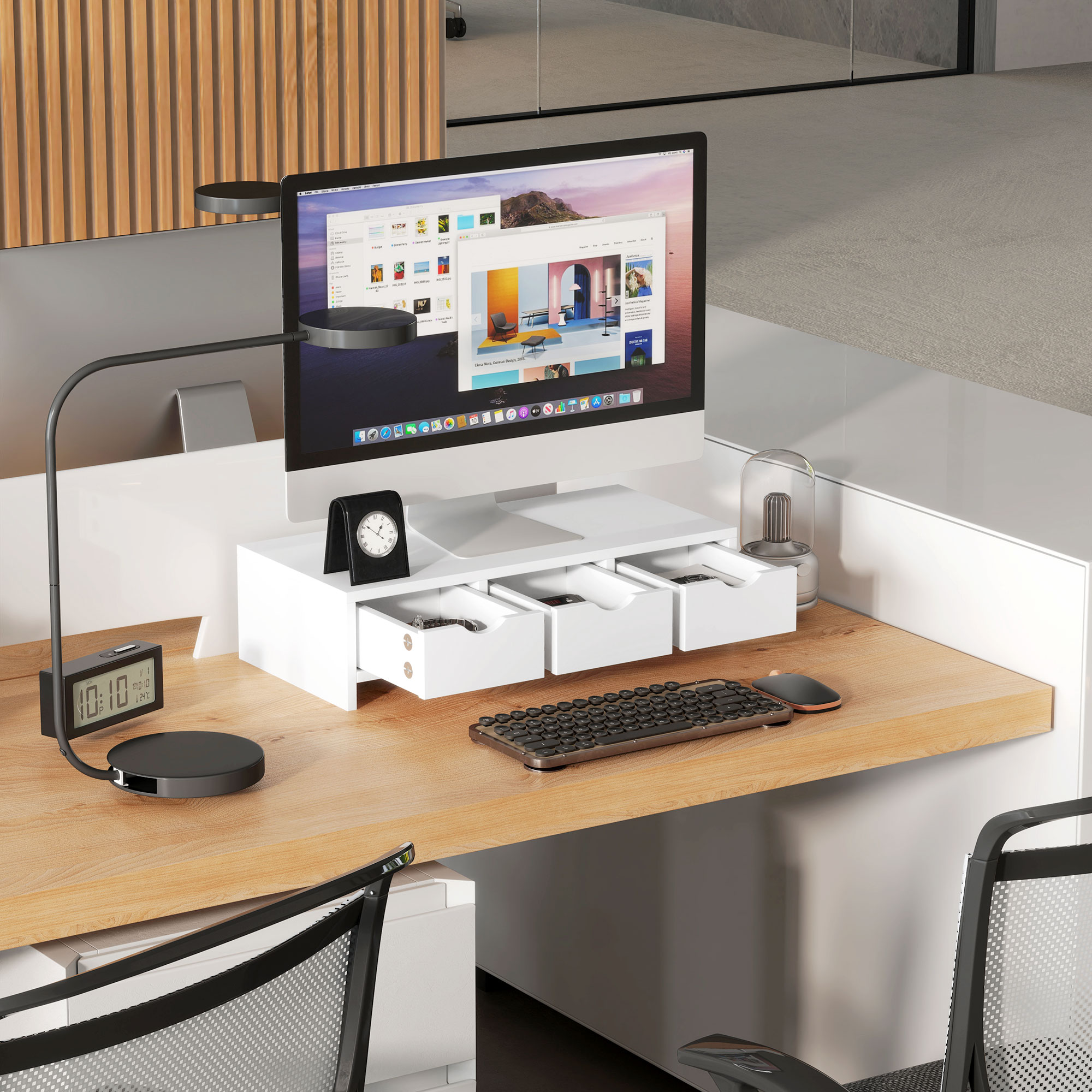 Monitor Stand Riser With 3 Drawers,Monitor For Laptop,Computer,PC,Small — image 3