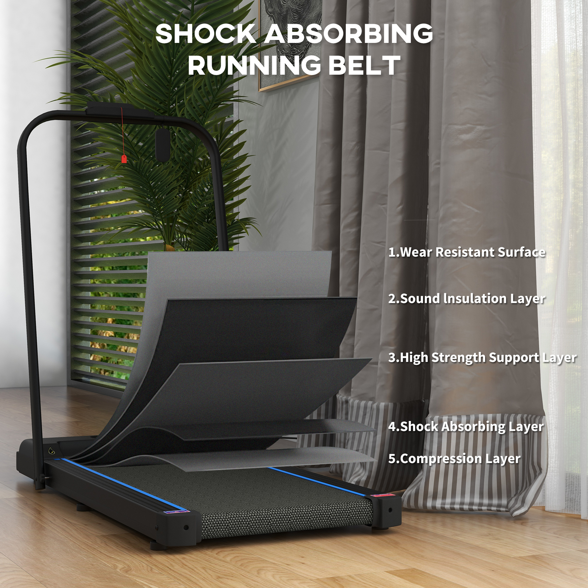 Blue-2.5-horsepower Walking Mat, 1-6 Kilometers Per Hour Folding Treadmill — image 5