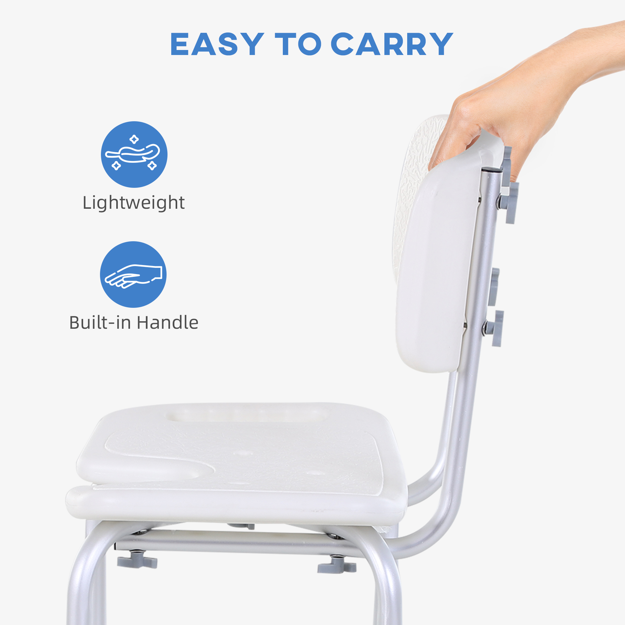 8-Level Height Adjustable Bath Stool Spa Shower Chair Aluminum W/ Non-Slip — image 3