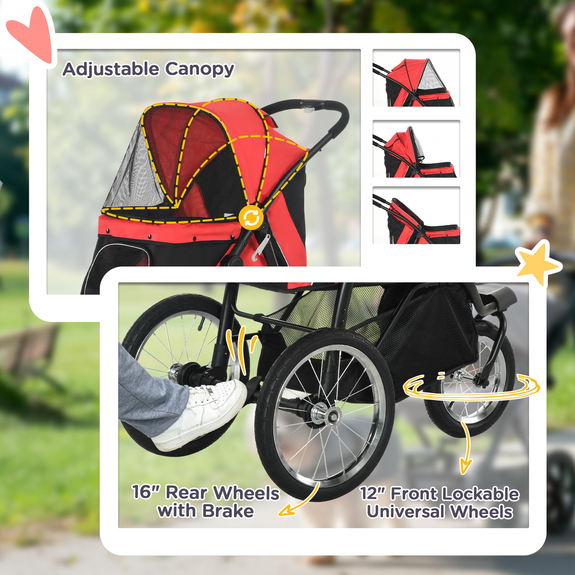Foldable Pet Stroller-slow Sports Car, Three Wheel Design, With Sunshade — image 4