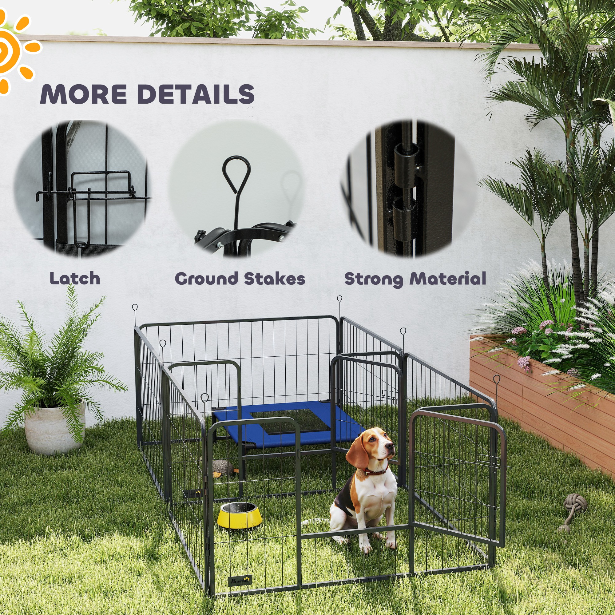Seven-Panel Dog Whelping Box,Dog Playpen With Washable Whelping Pads,Wind-Resistant Fabric,for Small And Medium Dogs detail photo 2