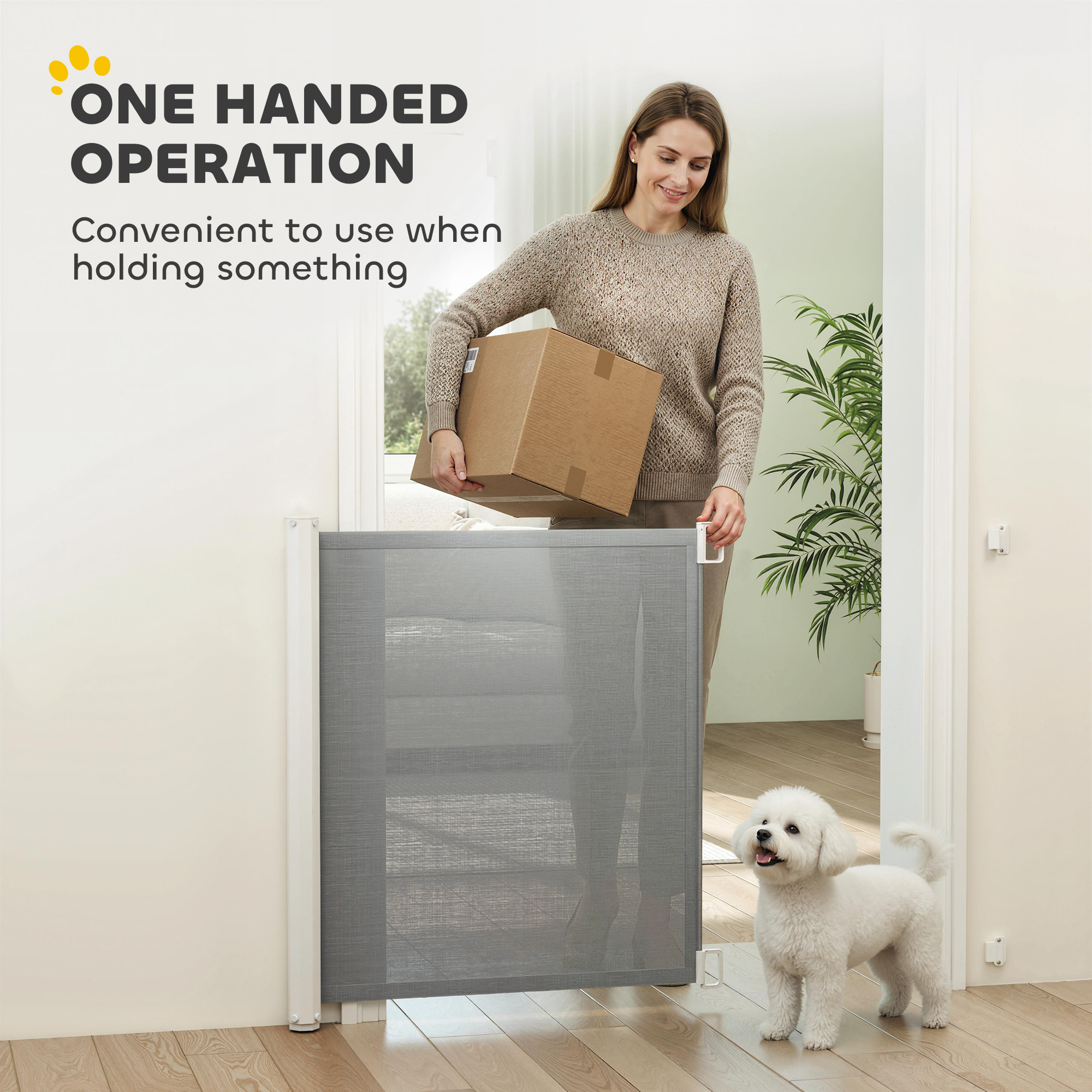 Retractable Pet Safety Gate,Folding Dog Barrier,Grey — image 5