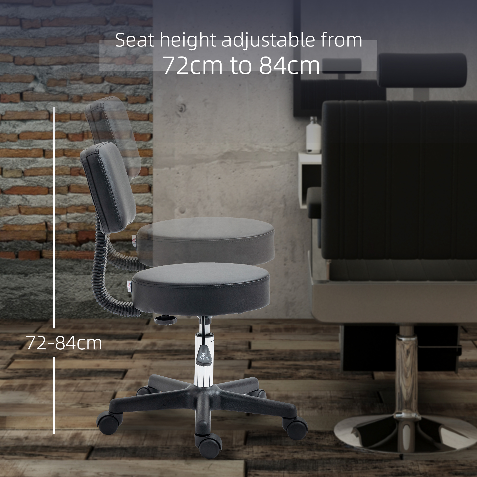 Swivel Salon Chair W/ Padded Seat Back 5 Wheels Adjustable Height Hairdressers — image 5