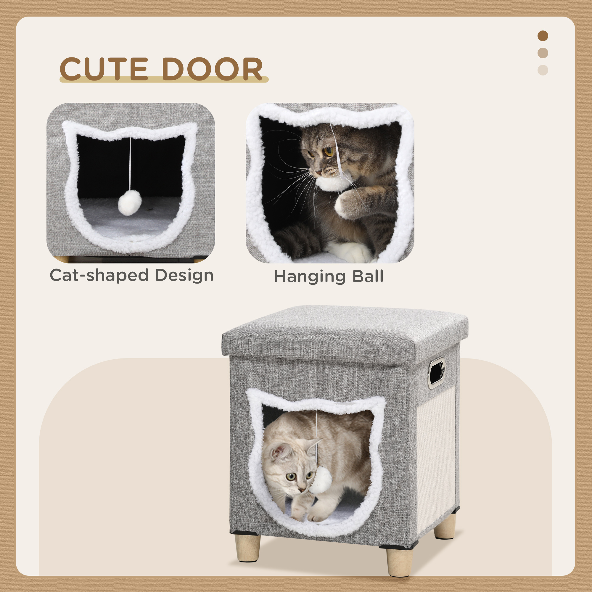 Cat House Cave,Cat Bed Cube With Scratching Pad,Soft Detachable & Washable — image 4