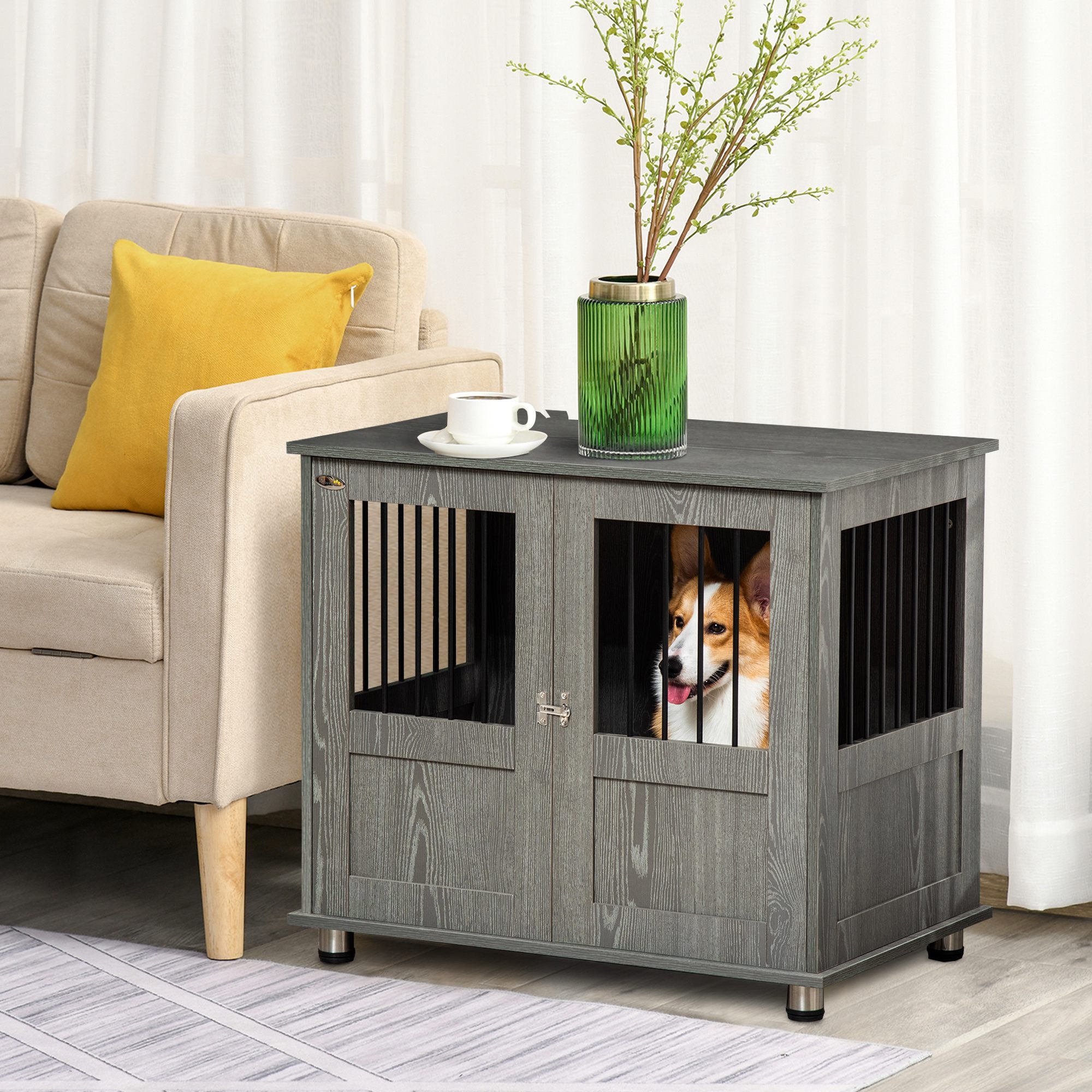 Dog Crate Table For Medium And Large Dogs With Magnetic Door Indoor Use,85 X 55 — image 5