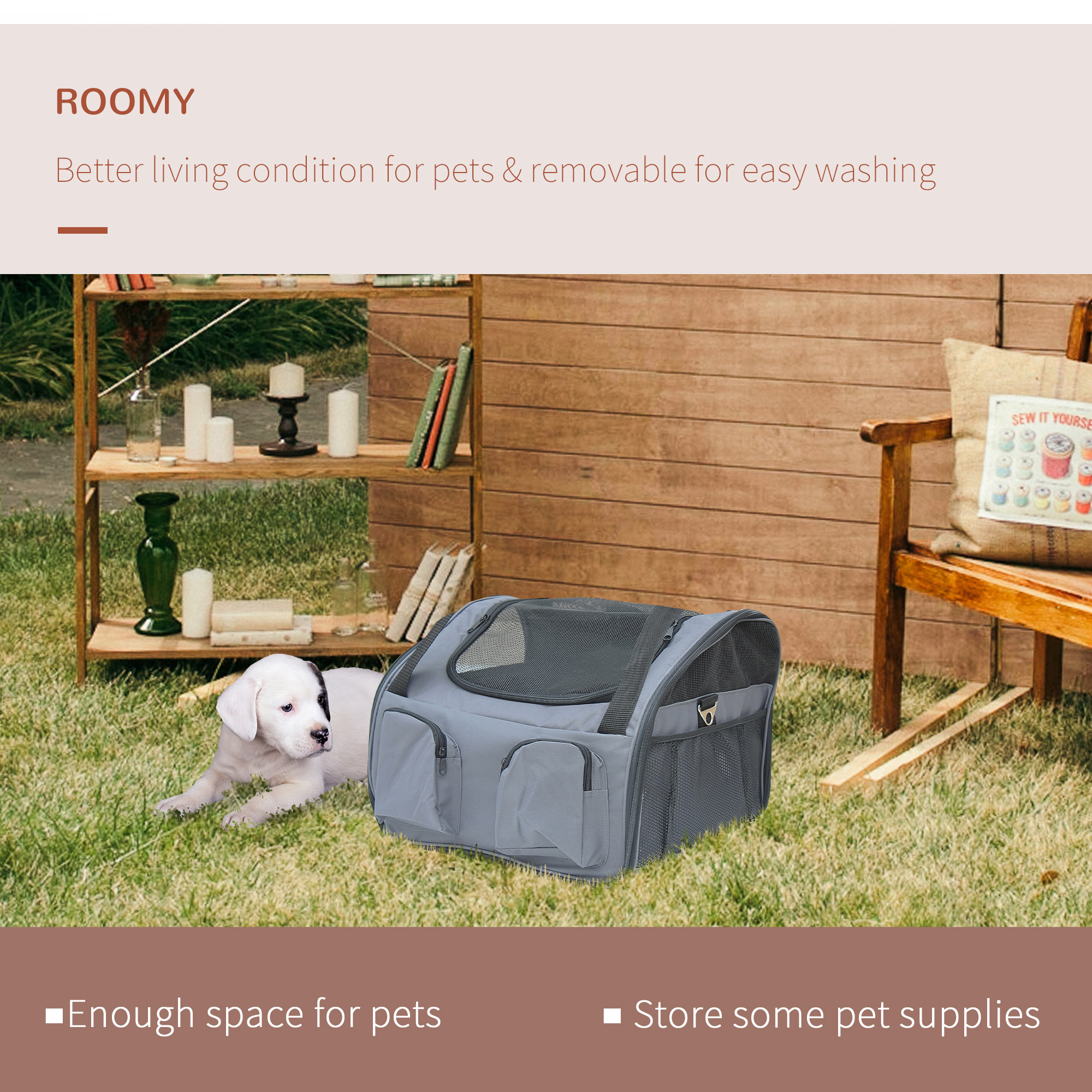 Pet Carrier Folding Bag Car Seat Cat Dog Puppy Kennel Portable Travel Cage Tote Case Mesh Holder House Grey detail photo 7