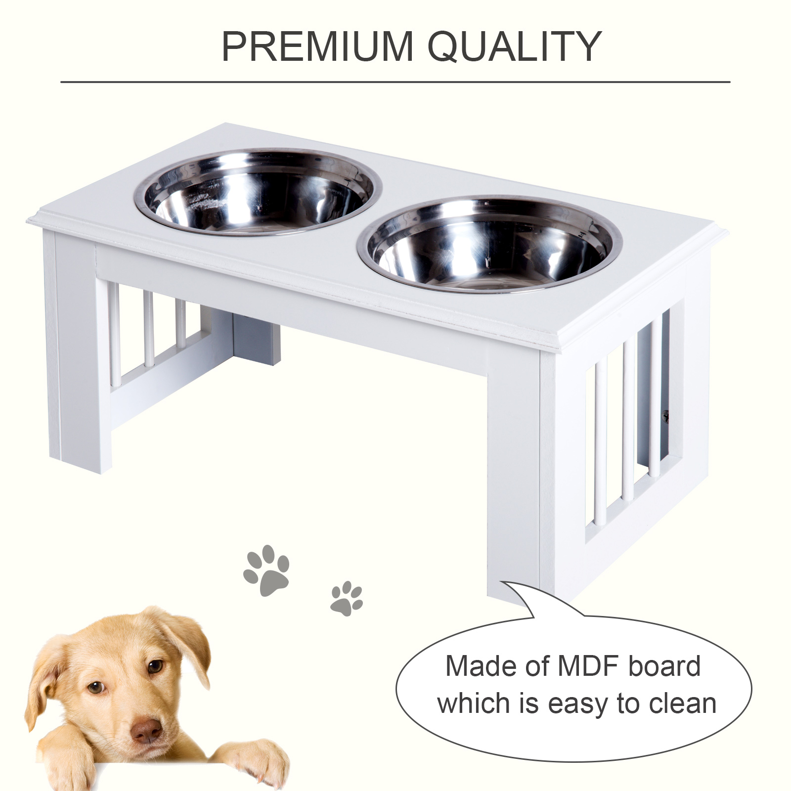 Raised Dog Feeding Bowls With Stand,Stainless Steel For Medium Dog,58L X 31W X