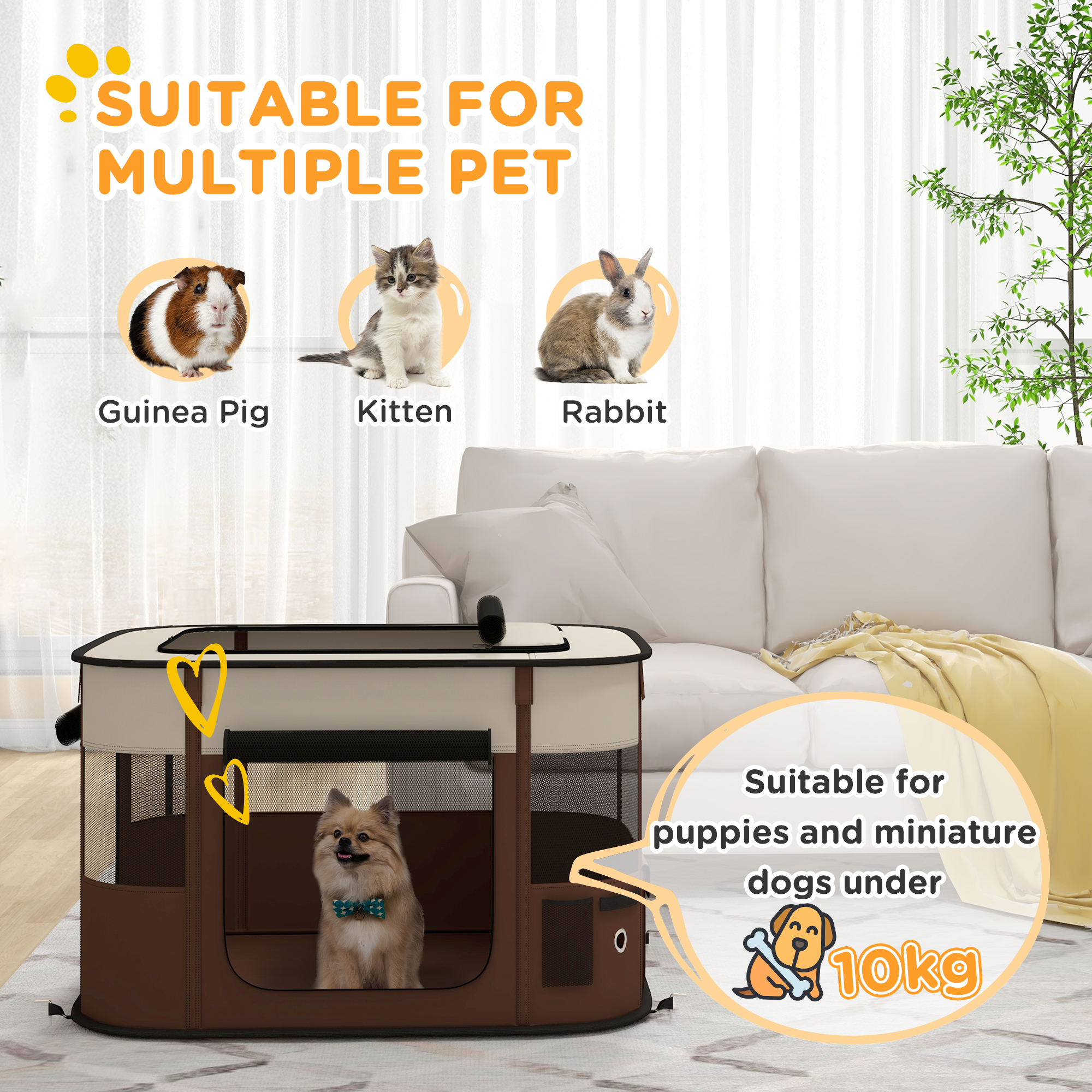 Foldable Dog Pen With Storage Bag For Indoor/Outdoor Use,Portable Pet