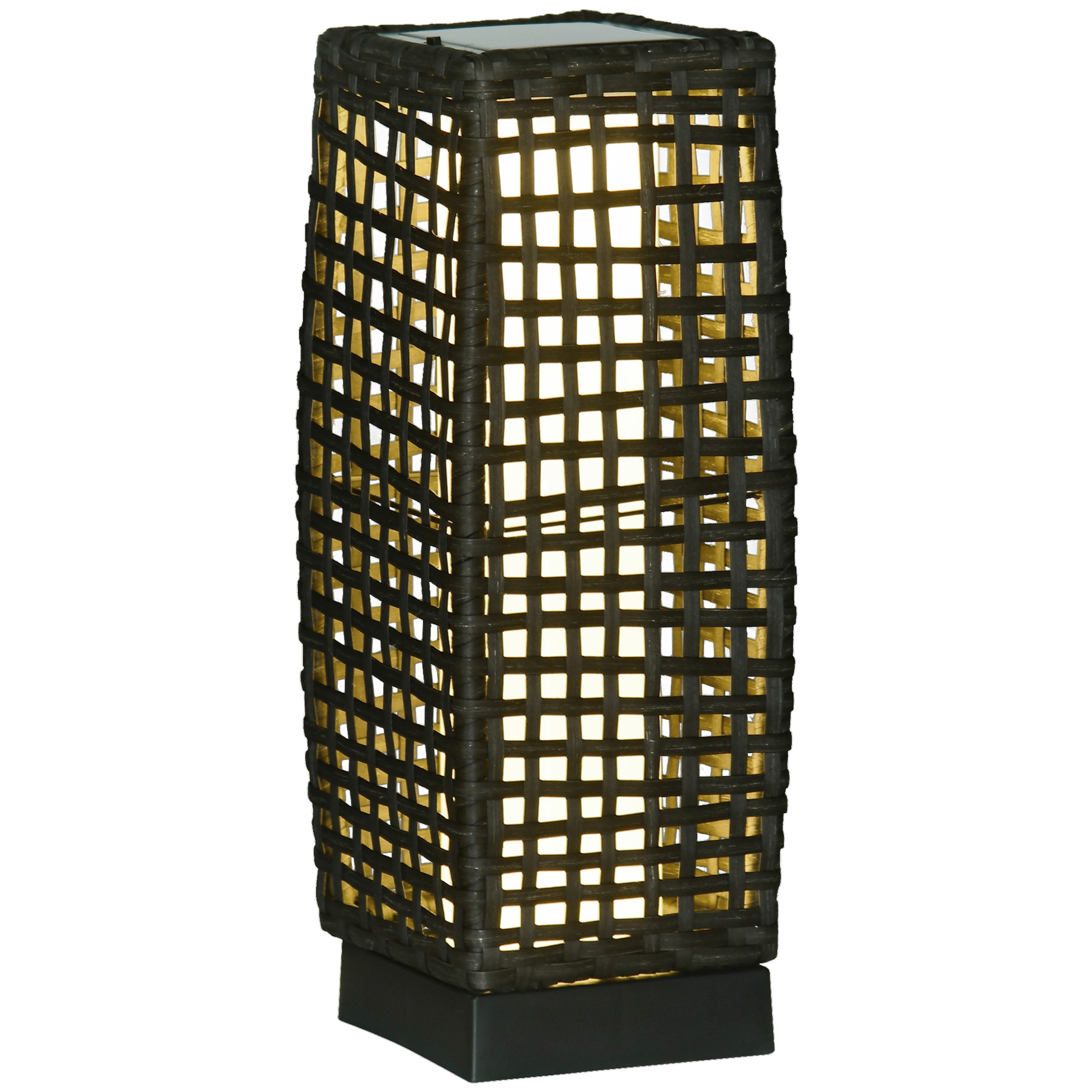 Outsunny Outdoor Rattan Solar Lantern,Brushed PE Wicker
