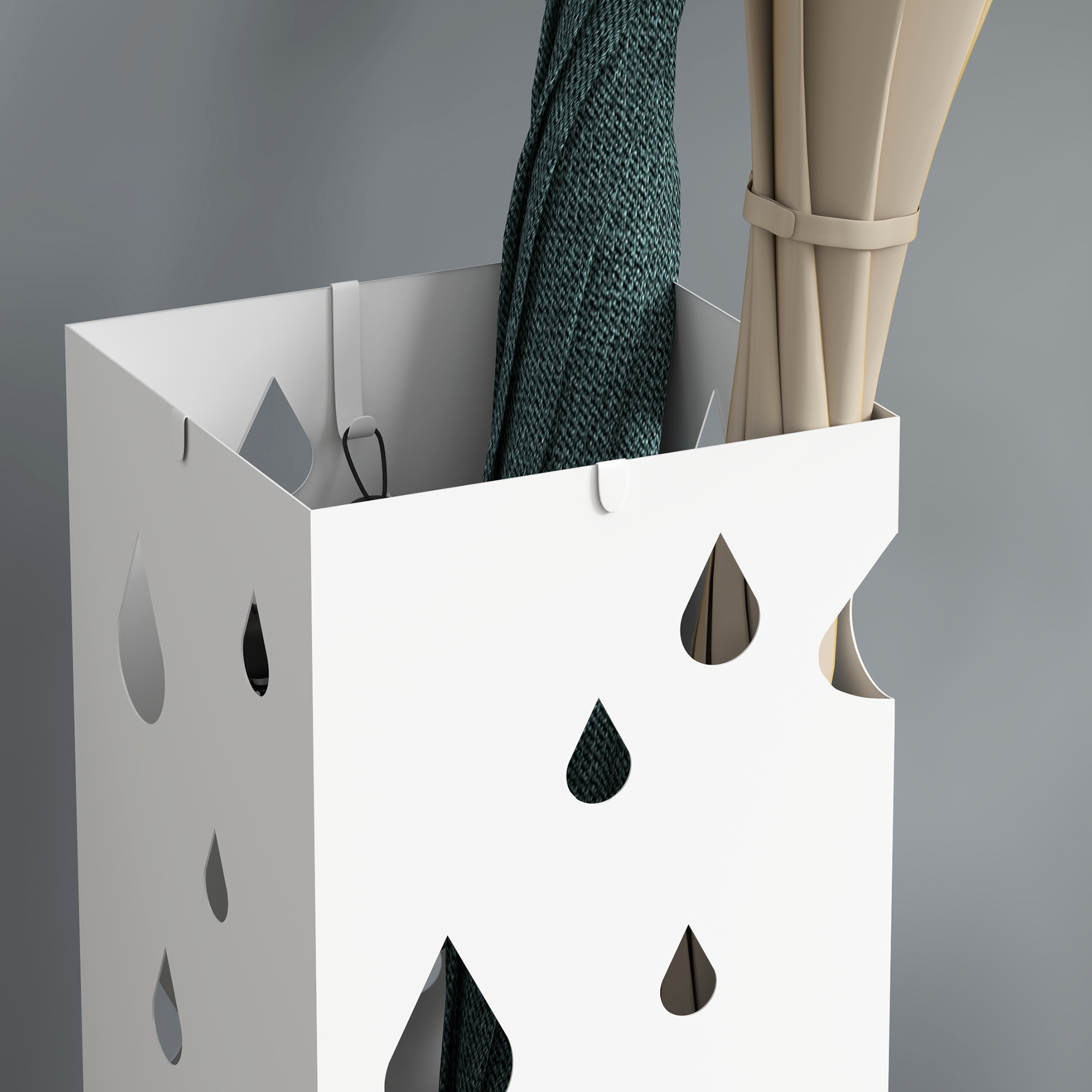 Six-umbrella steel holder stand-white