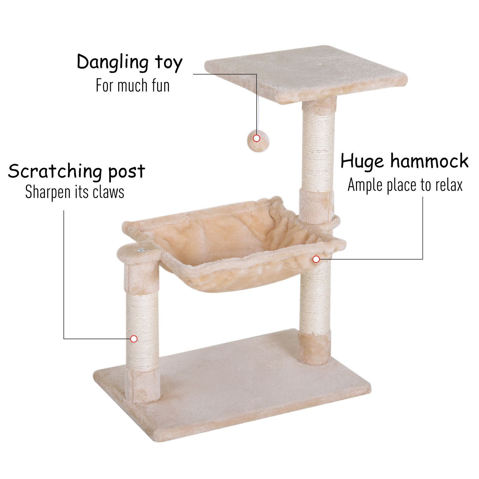 Cat Scratch Post With Bed Tree For Indoor Cats Sisal Scratching Posts Hammock — image 2