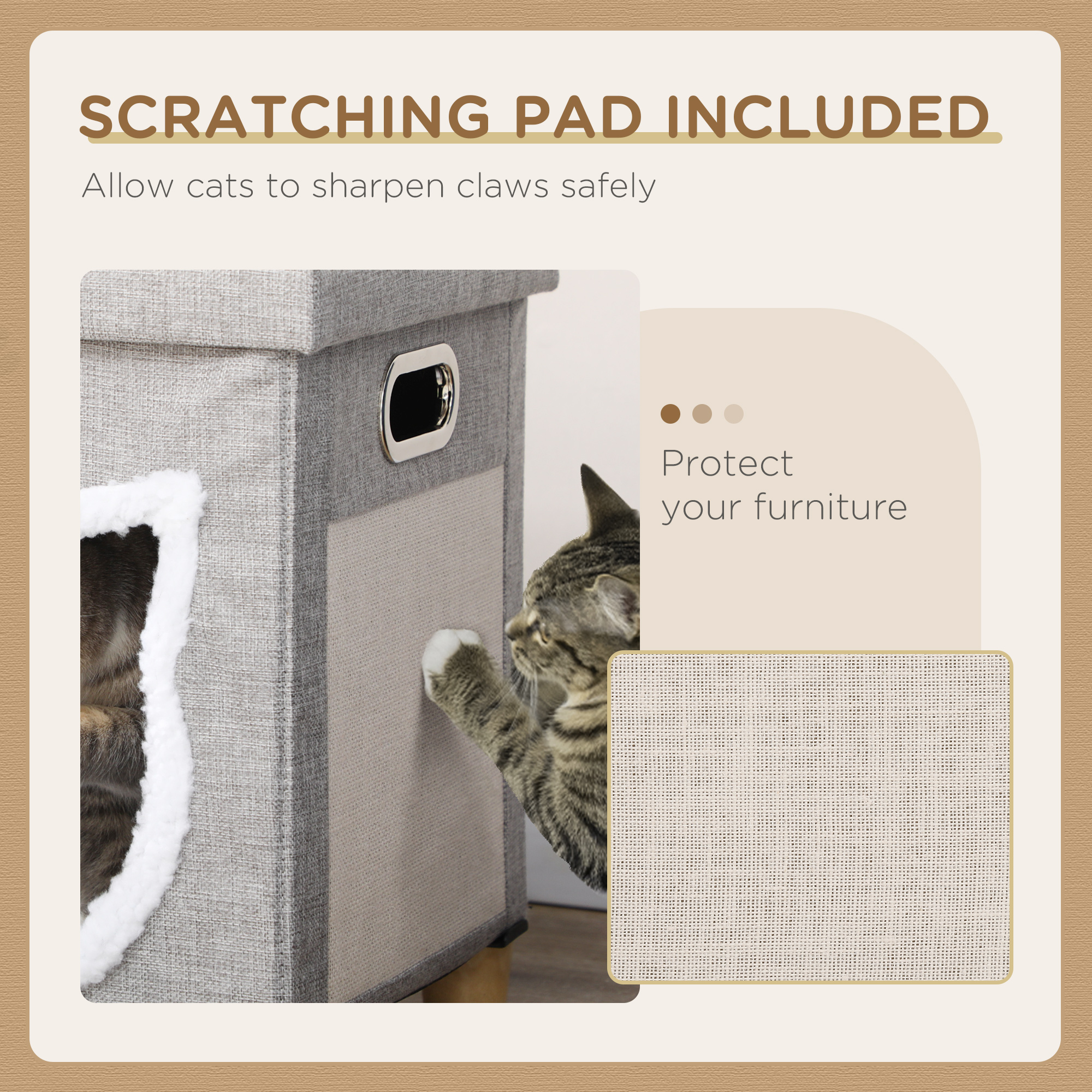 Cat House Cave,Cat Bed Cube With Scratching Pad,Soft Detachable & Washable — image 5