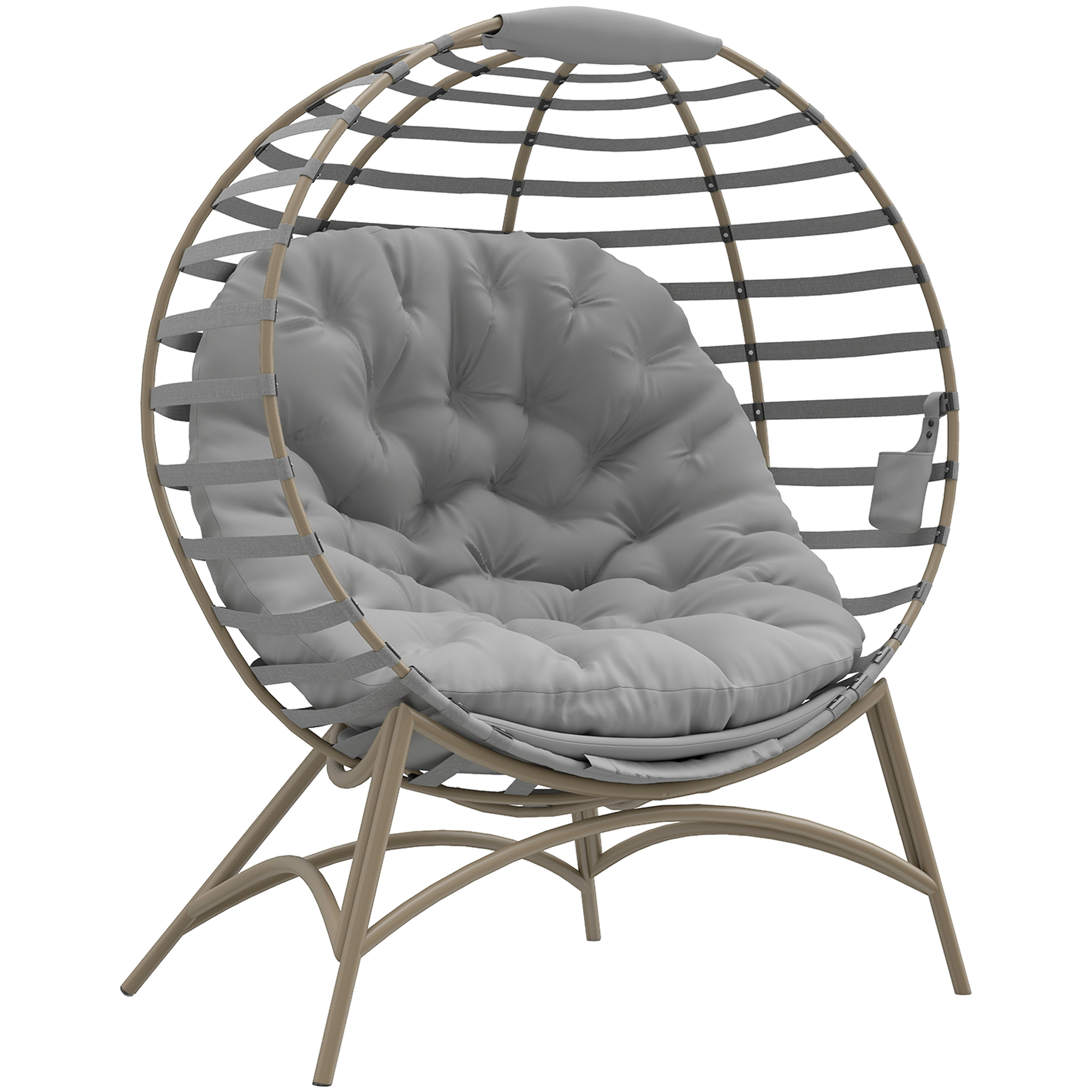 Egg Shaped Chair With Seat Cushion And Side Pockets - Light Gray — image 5