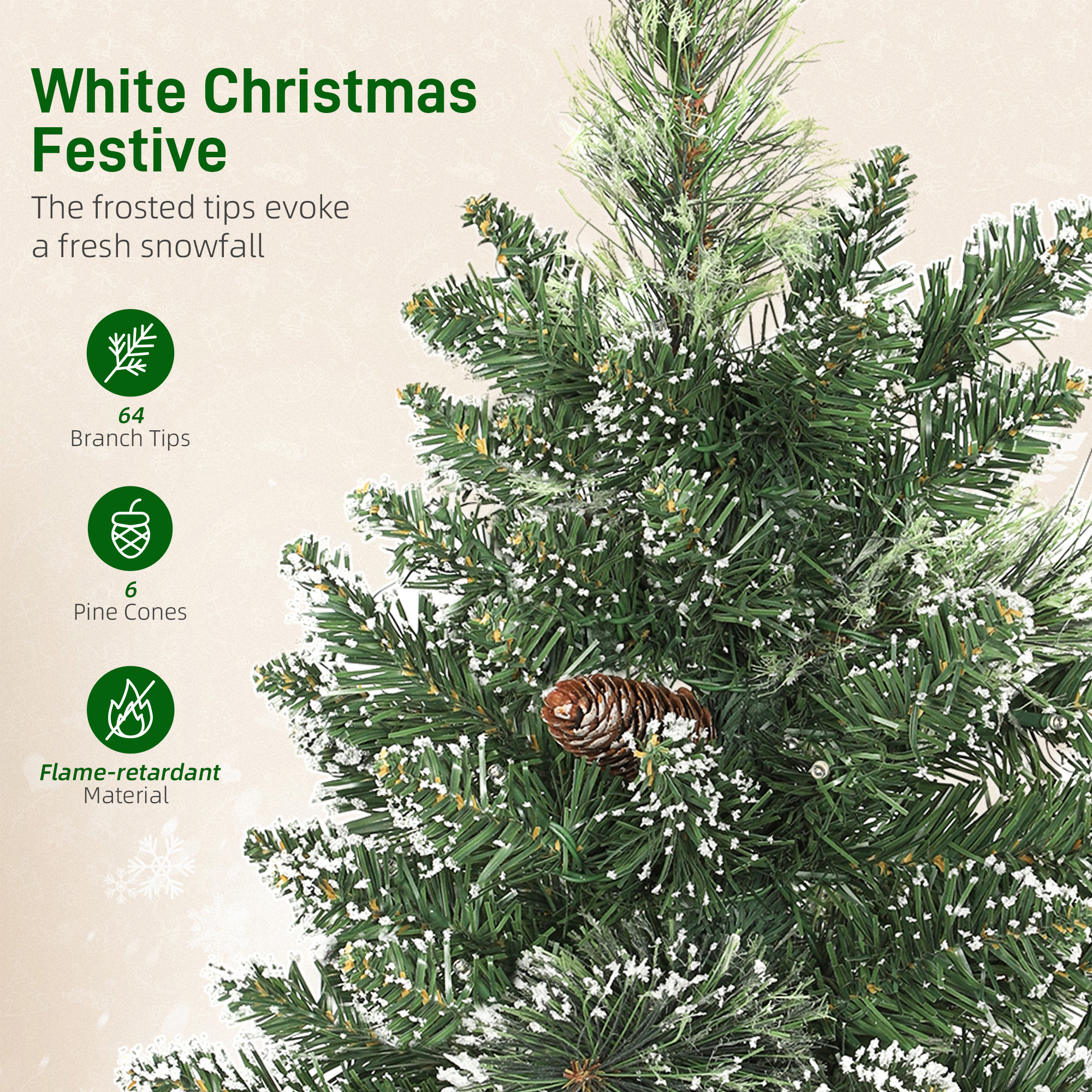 60 Cm Prelit Small Christmas Tree,Snow Flocked Tabletop