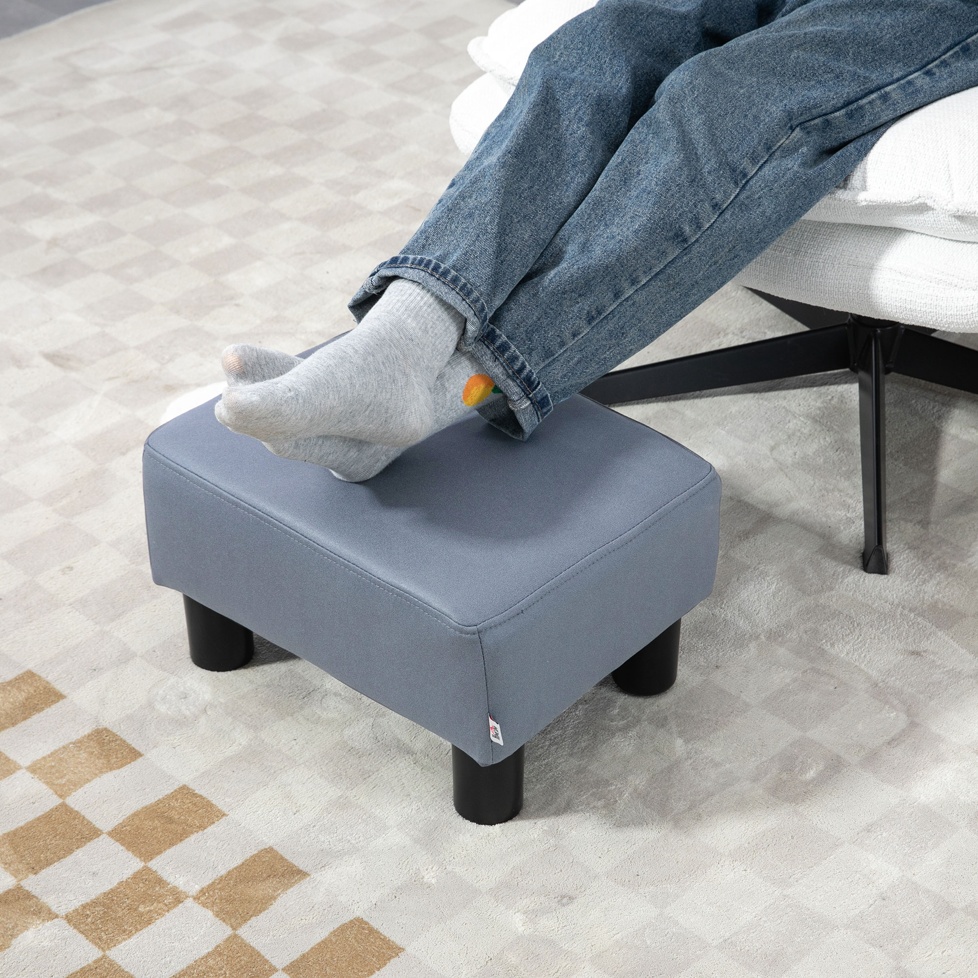 Microfiber Cloth Footstool,Small Foot Rest,Rectangle Sofa Stool For Bedroom — image 4