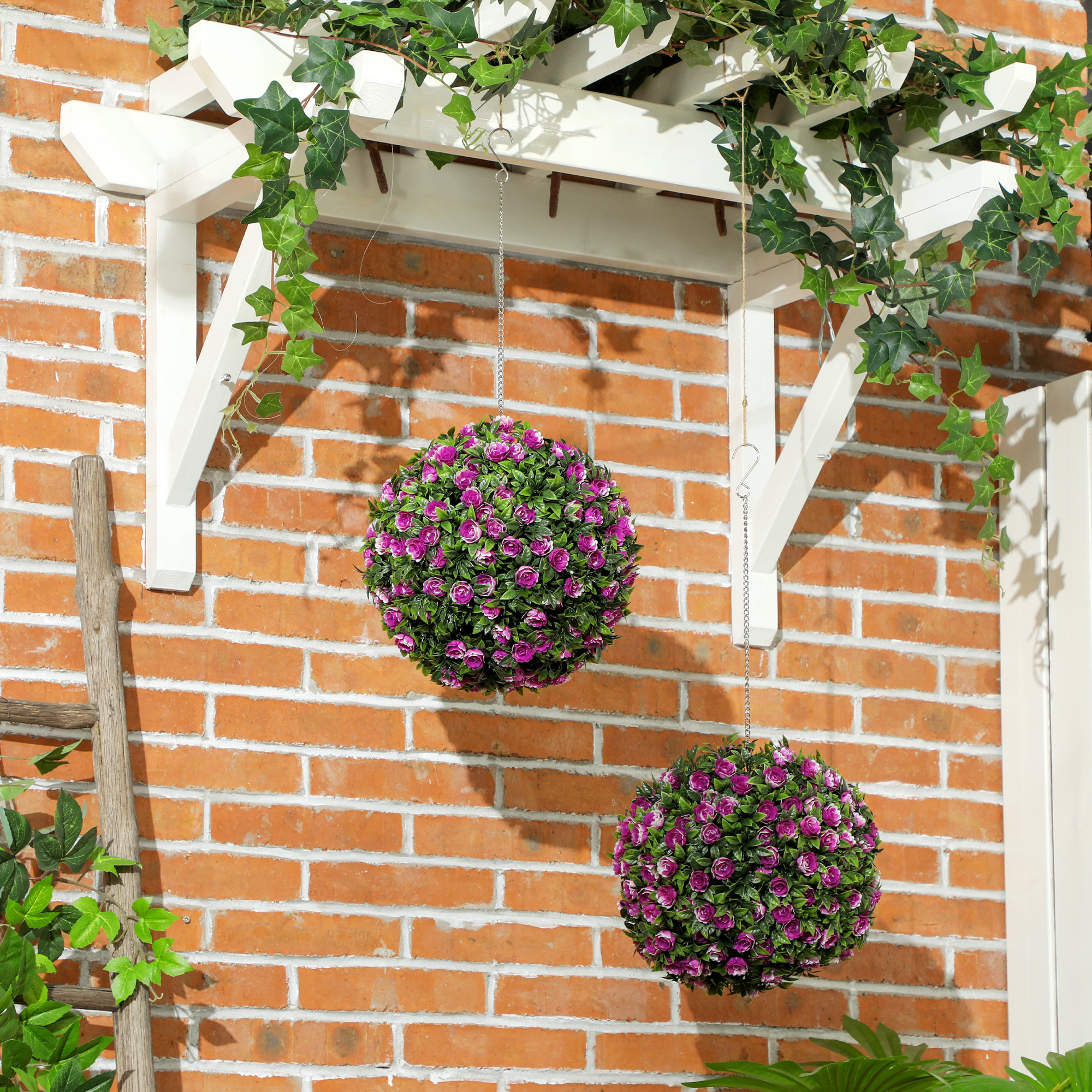 Set Of 2 Decorative Artificial Plants,UV-protected Plant Topiary Rose — image 2