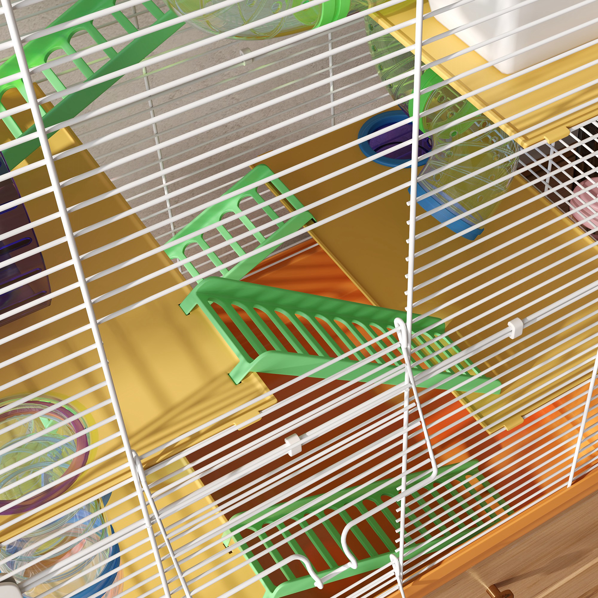 5 Tier Hamster Cage Carrier Habitat W/ Exercise Wheels,Tunnel,Orange — image 5