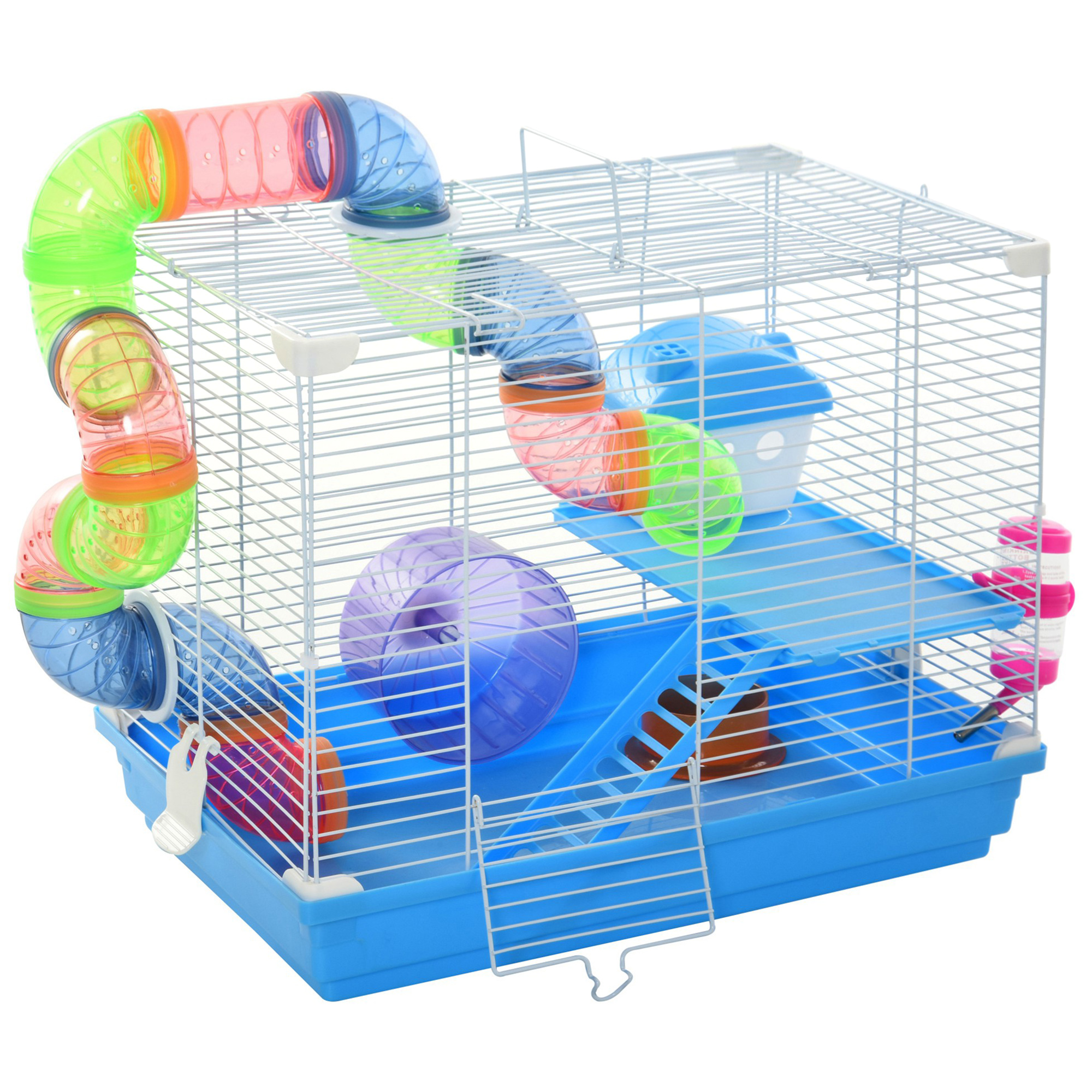 2 Tier Hamster Cage,Gerbil Cage With Handle,Exercise Wheels,Tunnel,Tube,Water — image 2