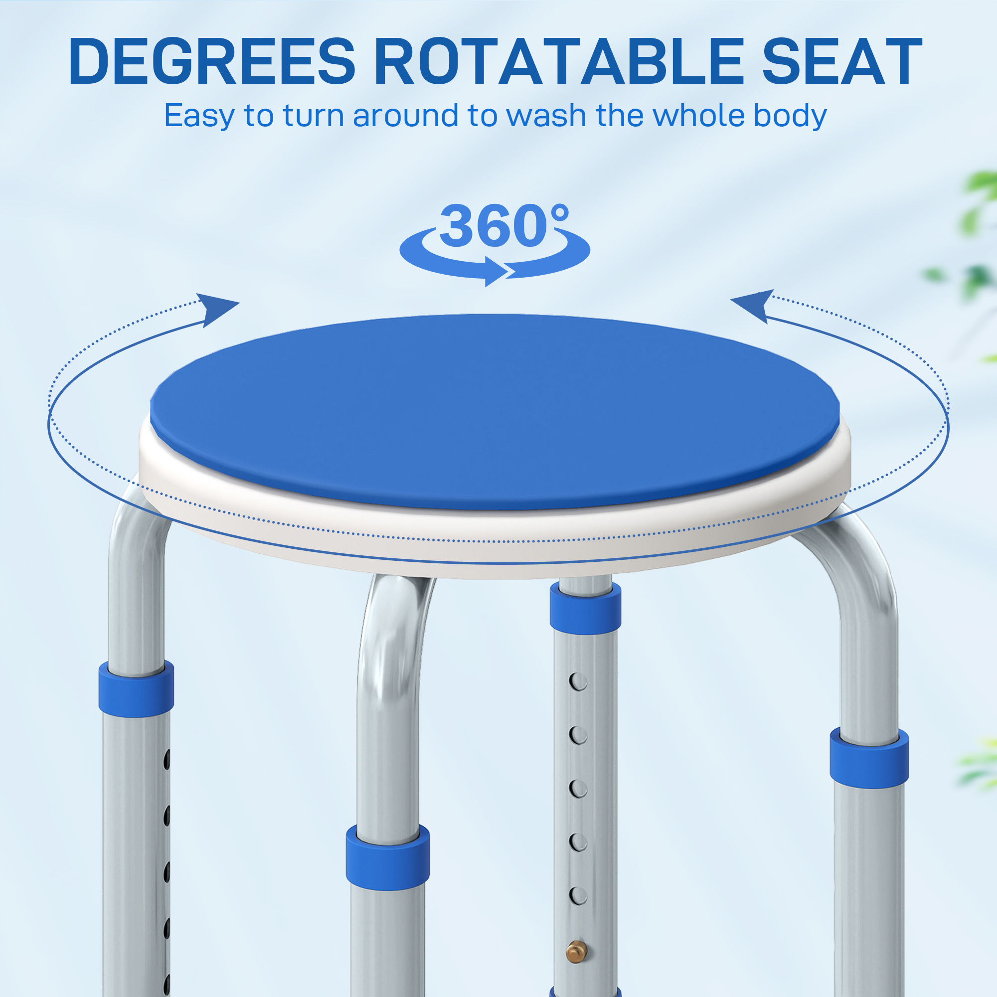 360Â° Swivel Shower Chair,Height Adjustable Aluminium Stool With Non-Slip Feet — image 5