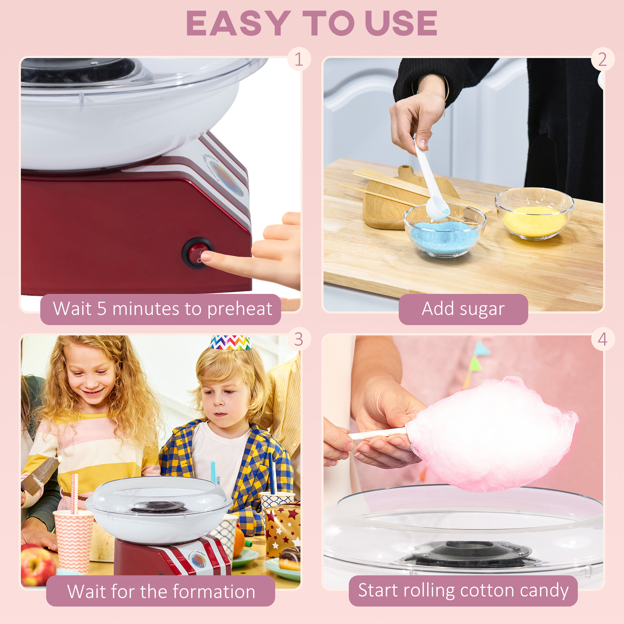 Candy Floss Machine For Kids & Adults,550W Retro Cotton Maker Sugar Or Candies — image 2