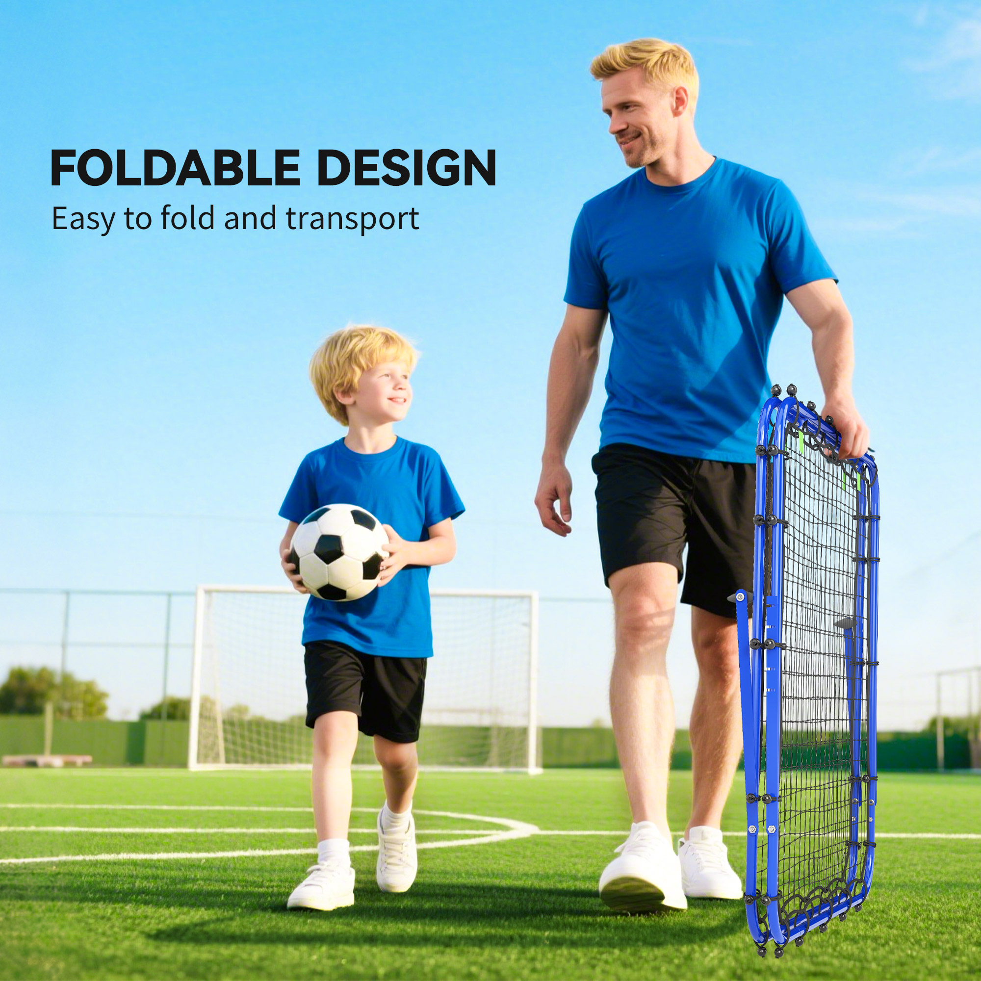 Double Sided Football Rebounder Net,Football Rebound Goal With Five Adjustable — image 5