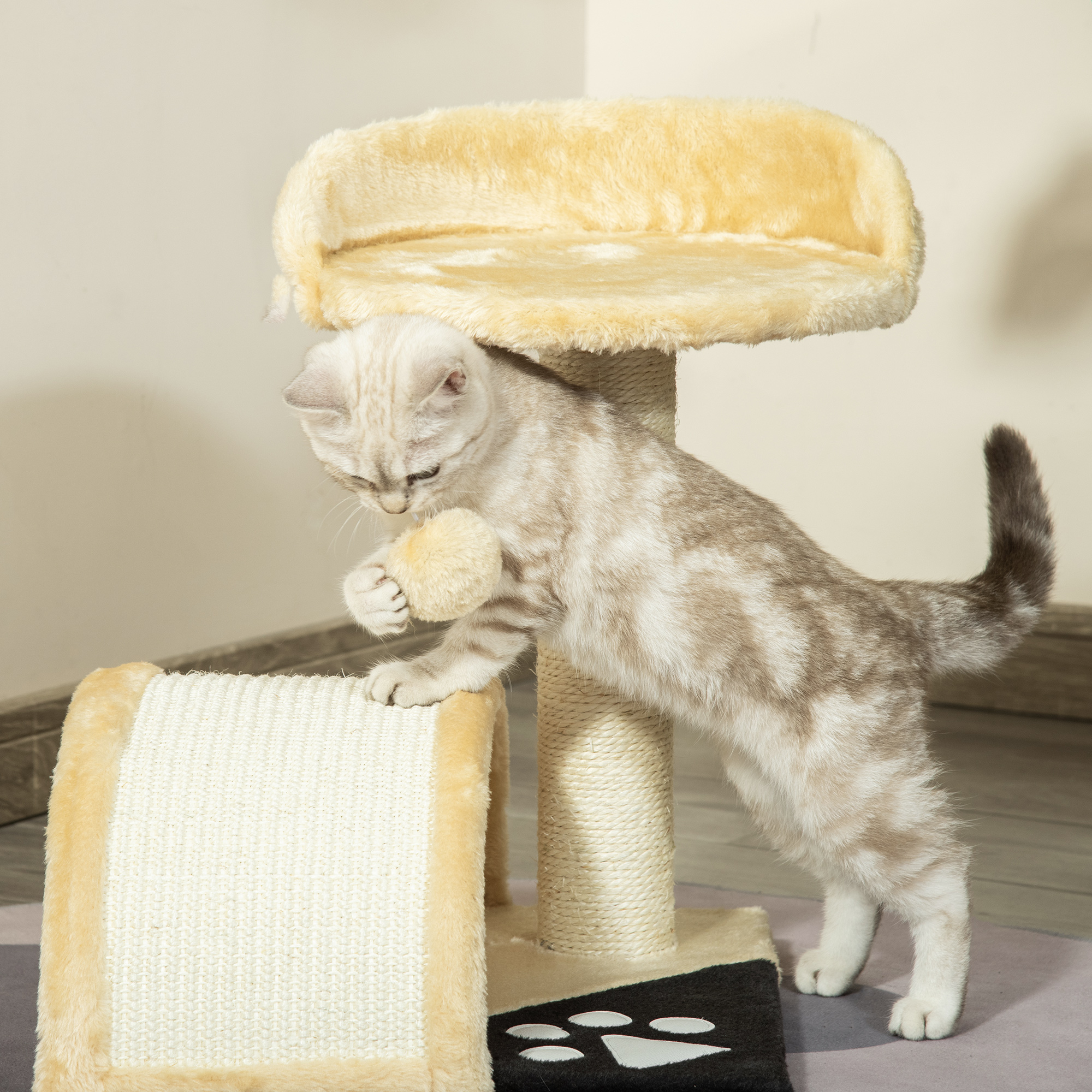 Cat Tree Scratching Scratcher Post Kitten Activity Centre Climber Hanging Ball — image 3