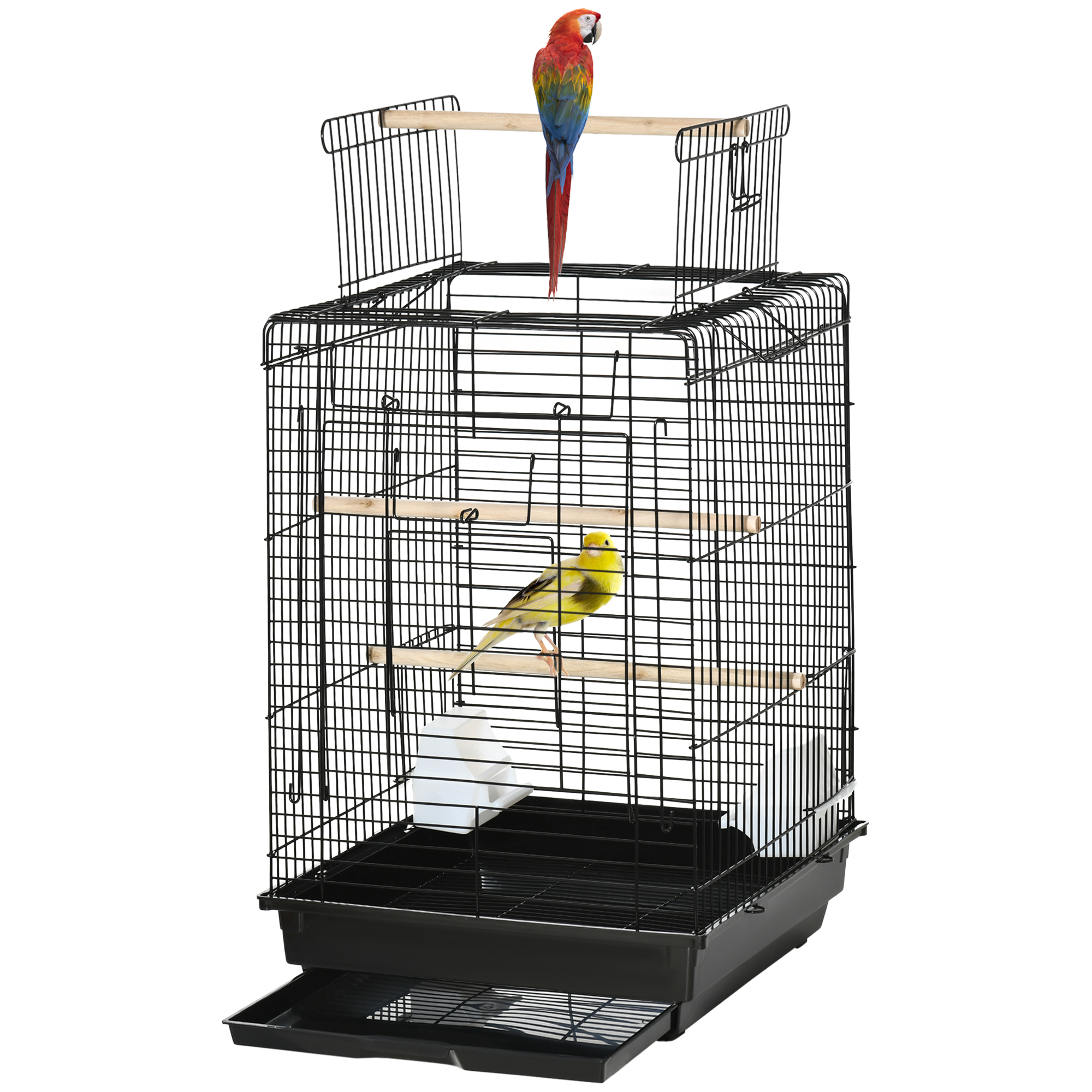 Steel Bird Cage With Openable Top,Stand,Tray,Handles,Feeding Bowls — image 3