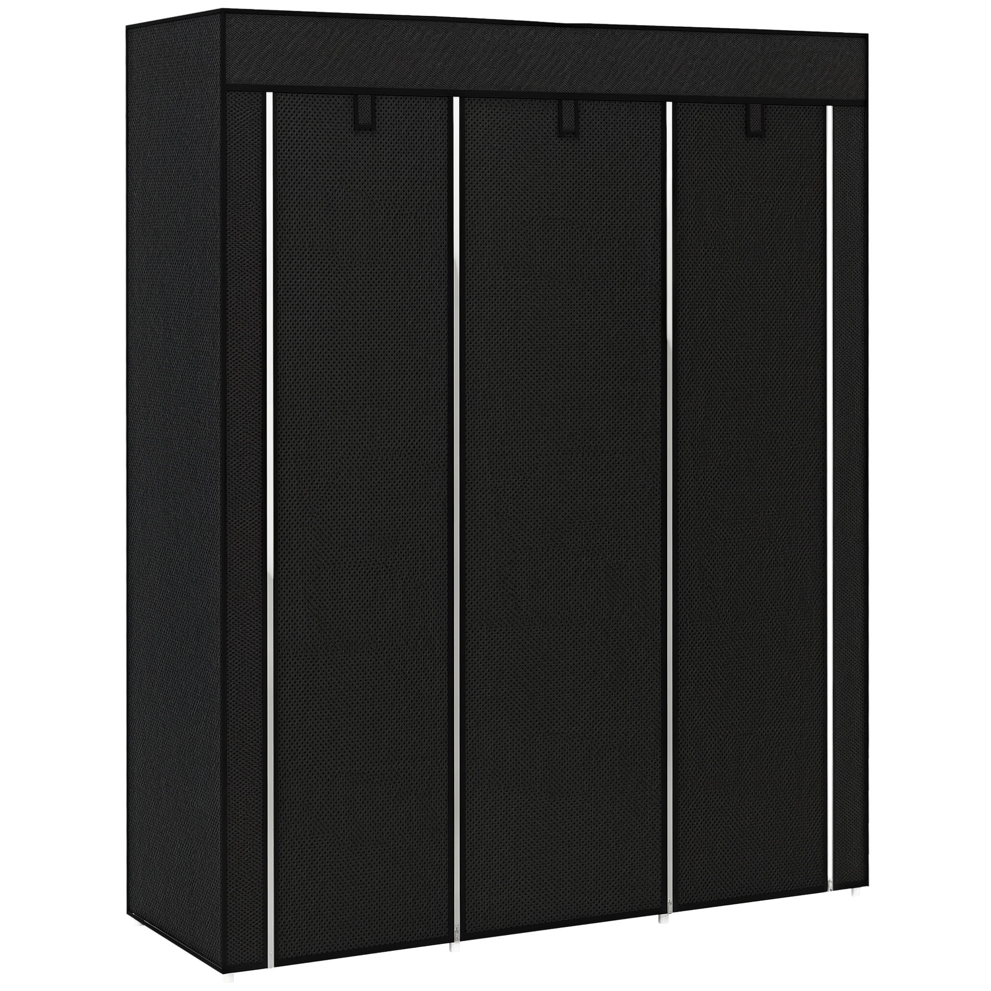 Fabric Wardrobe,with Rails And Shelves-Black — image 3
