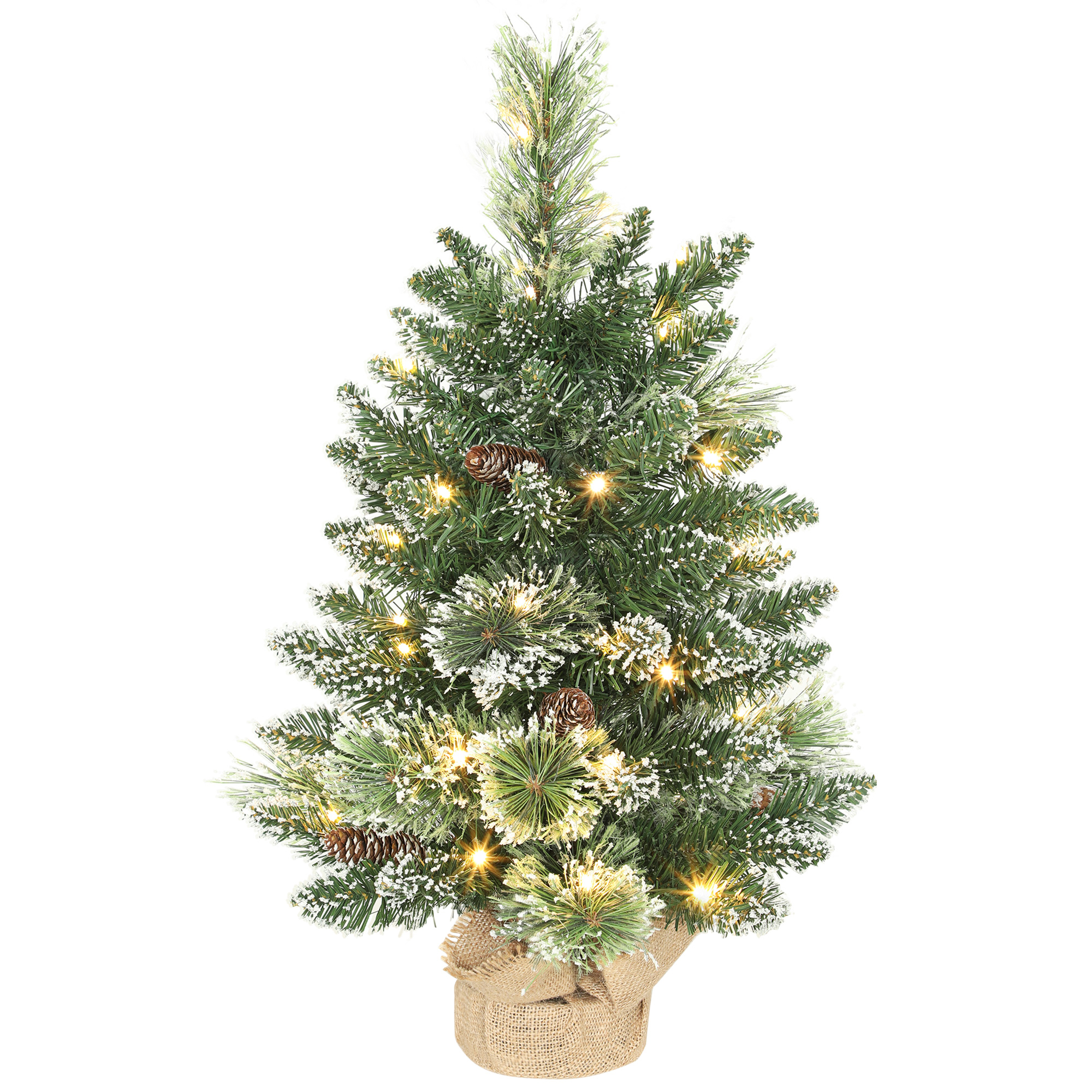 60 Cm Prelit Small Christmas Tree,Snow Flocked Tabletop