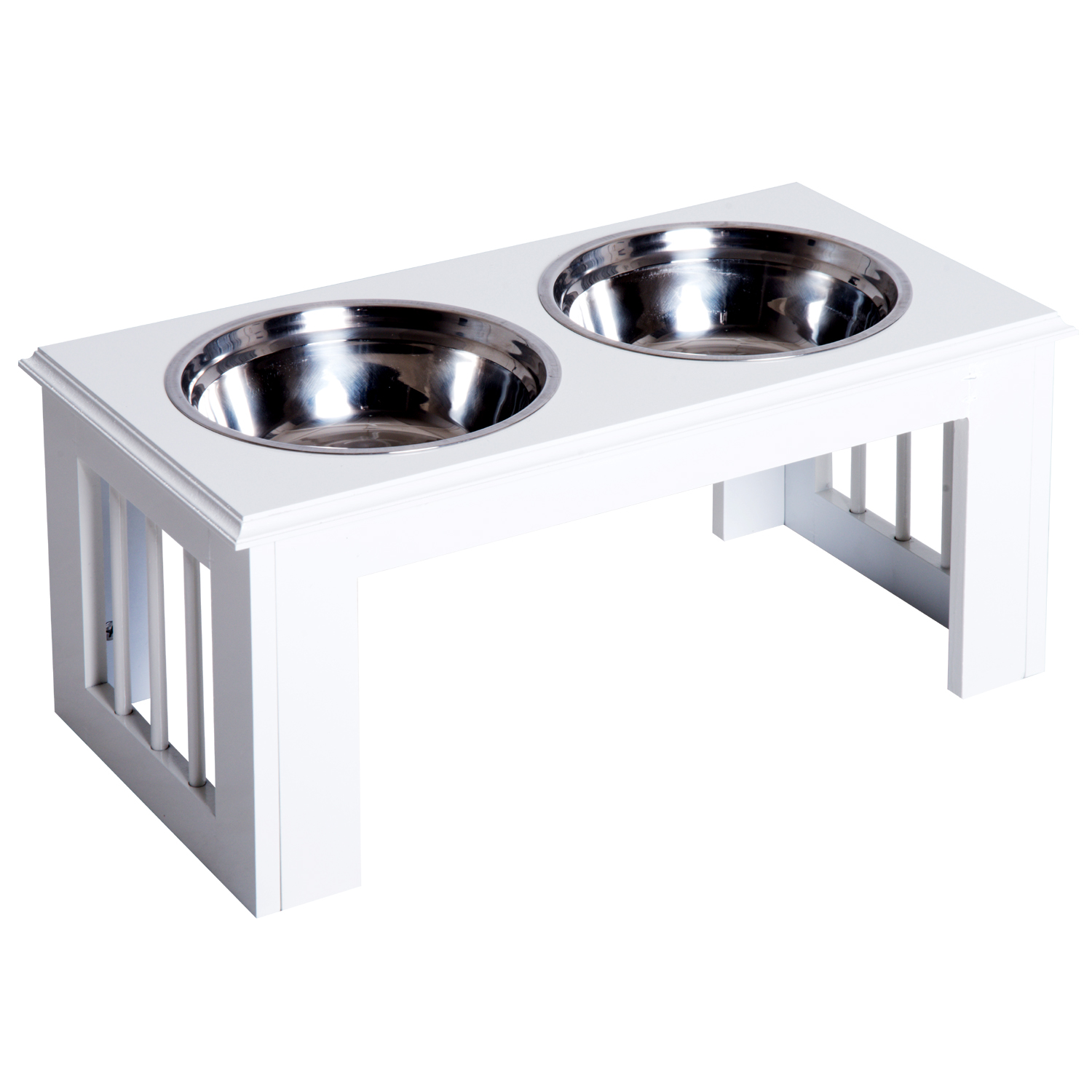 Raised Dog Feeding Bowls With Stand,Stainless Steel For Medium Dog,58L X 31W X 25H Cm-White detail photo 11