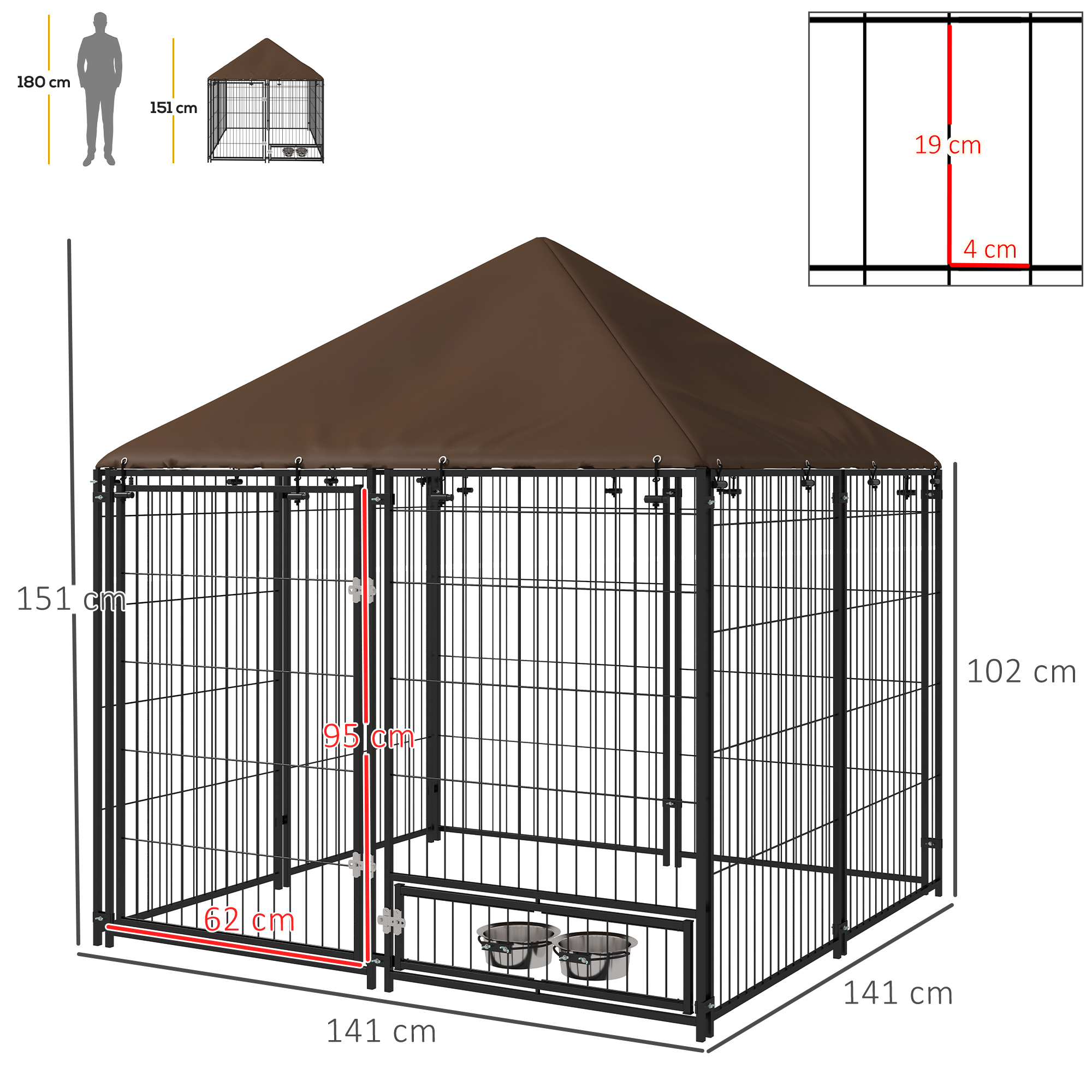Outdoor Dog Kennel Puppy Play Pen With Canopy Garden Playpen Fence Crate — image 5