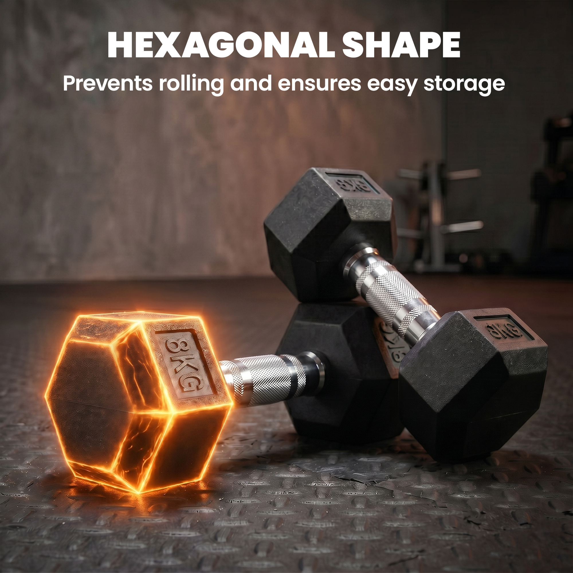 2x8kg Hex Dumbbell Rubber Weights Sets Hexagonal Gym Fitness Lifting Home — image 4