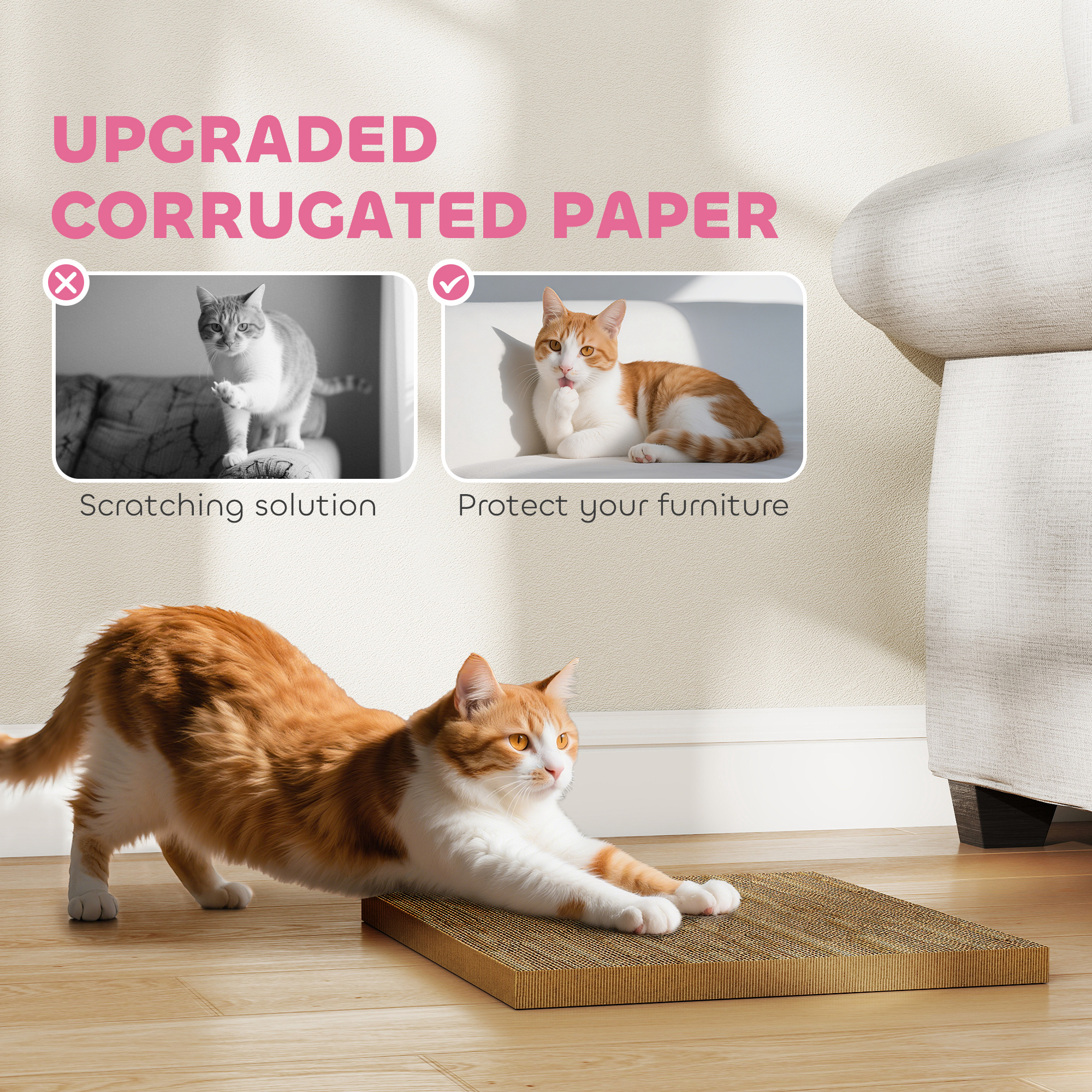 Cat Scratching Board,2-in-1 Cardboard House And Hideaway For Indoor Cats,Pink — image 3