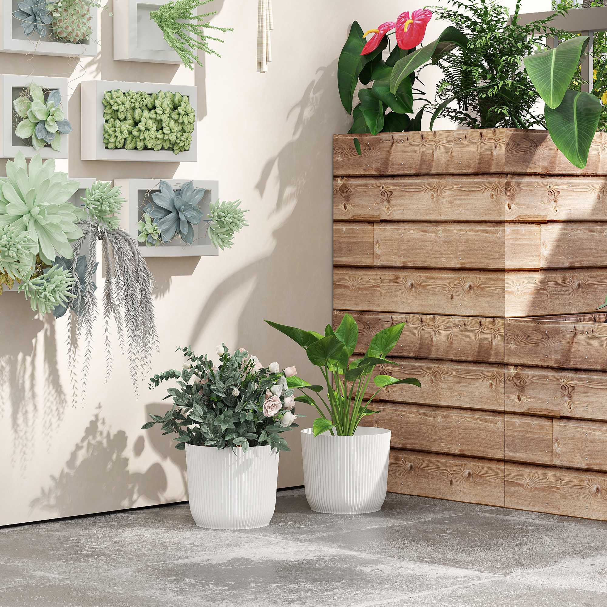 Set Of Two Ф22cm Planters-White